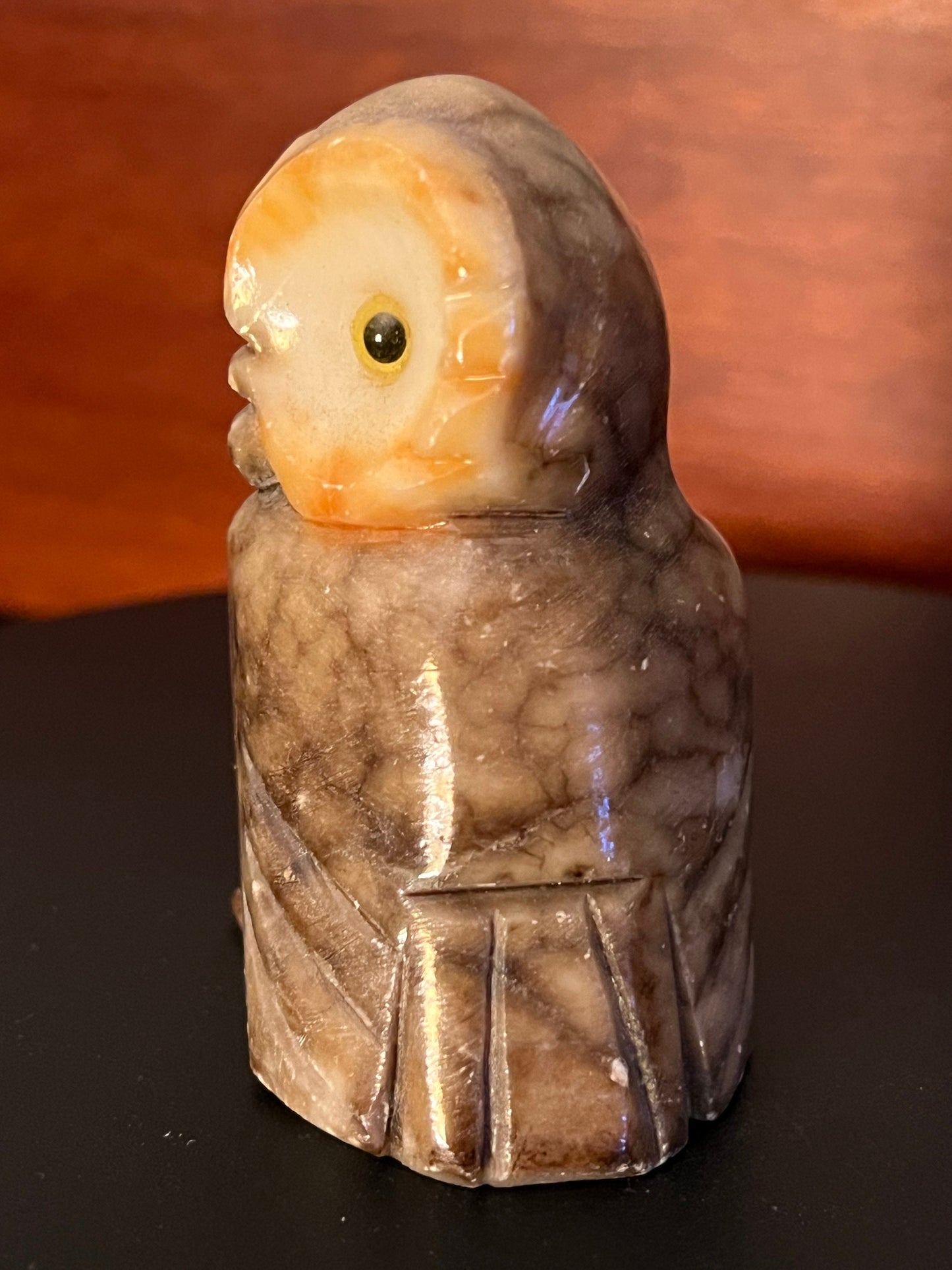 Vintage Alabaster Stone Owl Figure - Made in Italy
