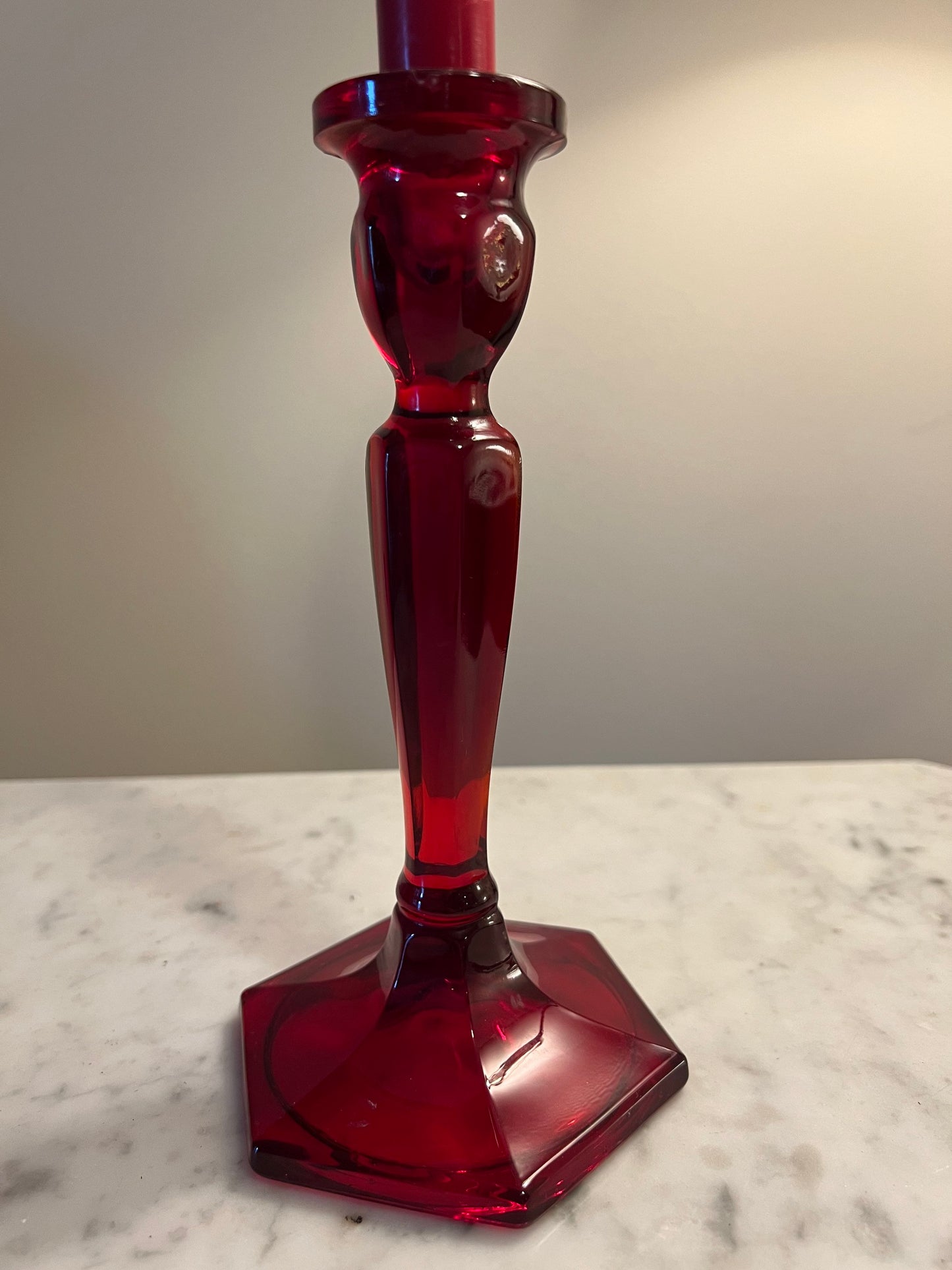 Vintage Fenton Ruby Red Pair of Candleholders Candlestick Holders Lover Antiques and Vintage