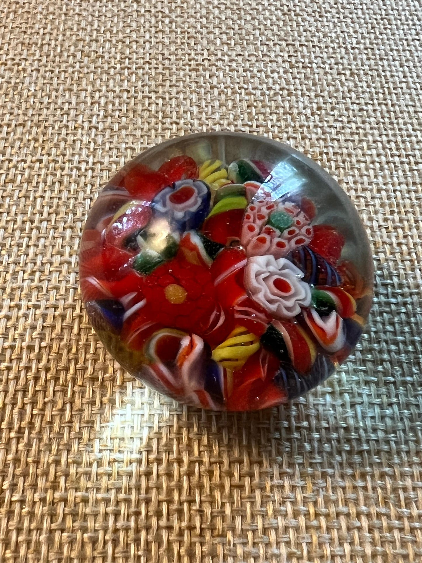 Vintage Murano Style Millefiori Art Glass Paperweight