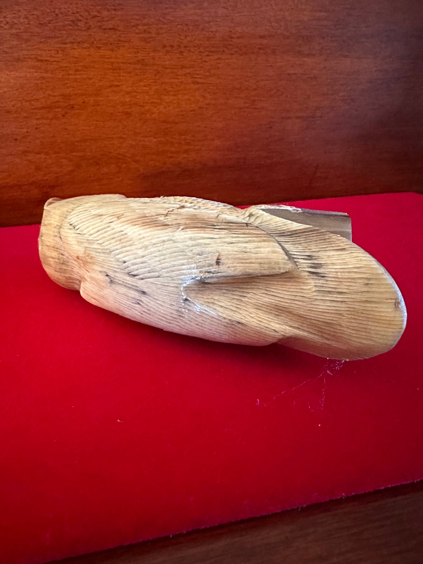 Vintage Hand Carved Horn Owl Figurine: Painted Owl Sculpture