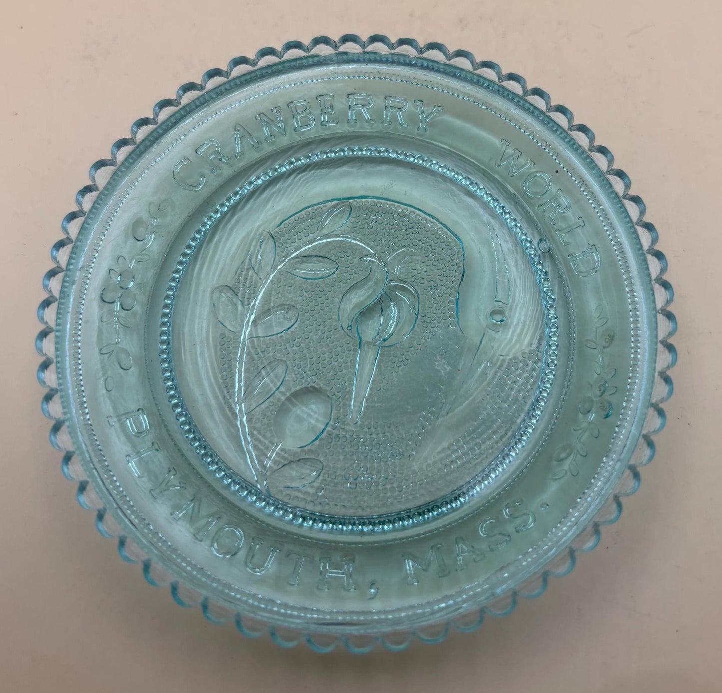 Vintage Cranberry World Glass Dish Candy Bowl Dresser Tray Lover Antiques and Vintage