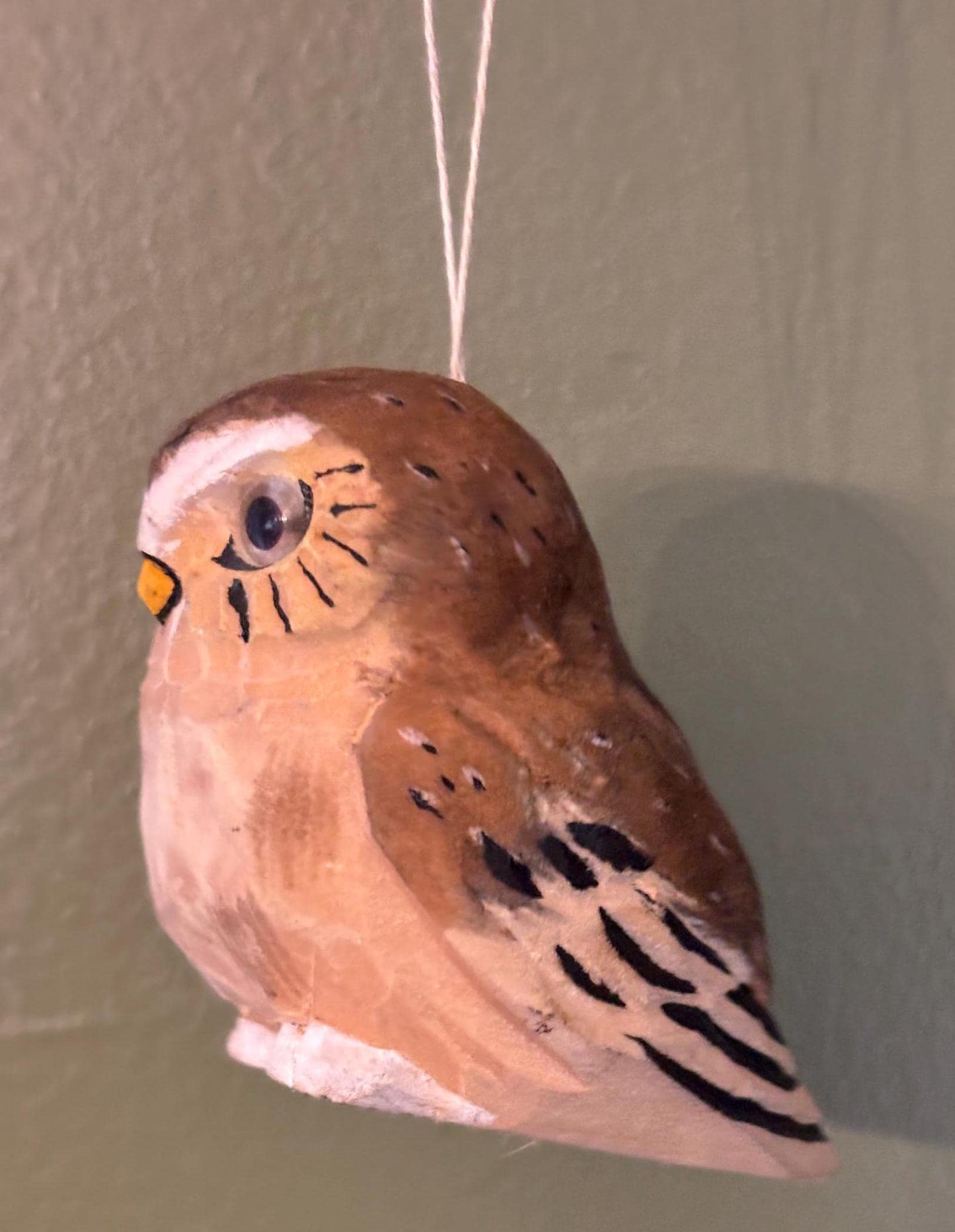Vintage Hand Carved and Hand Painted Owl Figurine Ornament Lover Antiques and Vintage