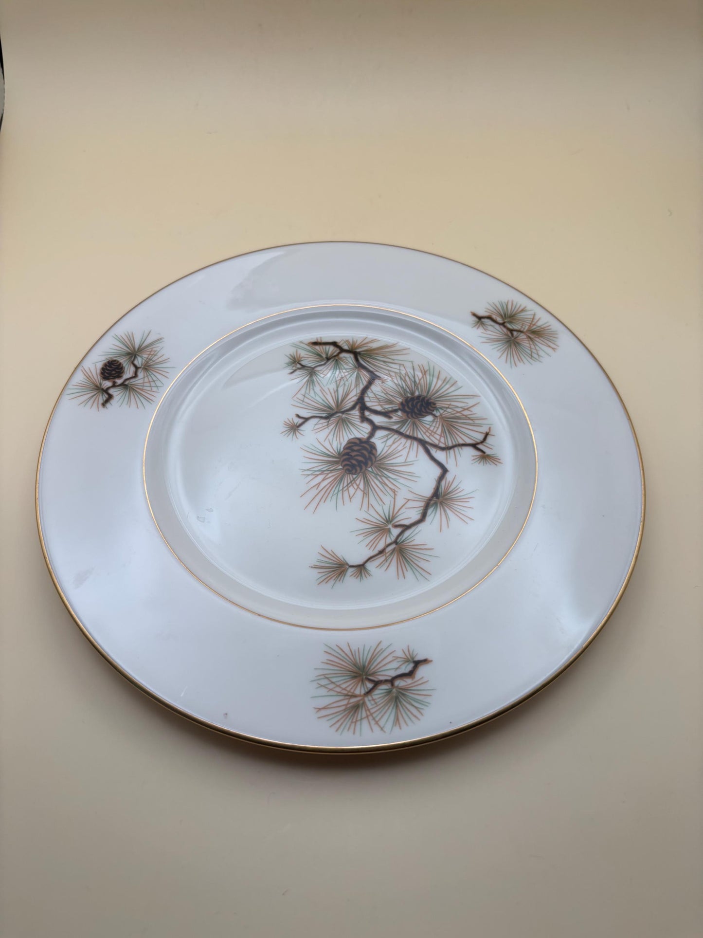 Vintage Lenox Pine Dinner Plate, Bone China, Pine Cones and Needles, Lover Antiques and Vintage