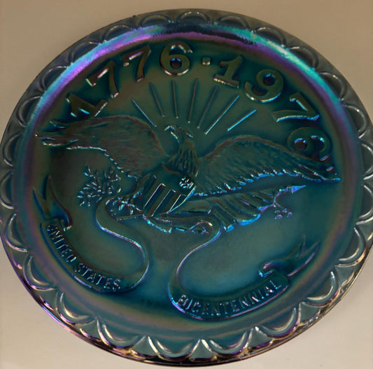 Vintage Fenton Carnival Glass Plate American Bicentennial Iridescent Collectible Platter Lover Antiques and Vintage