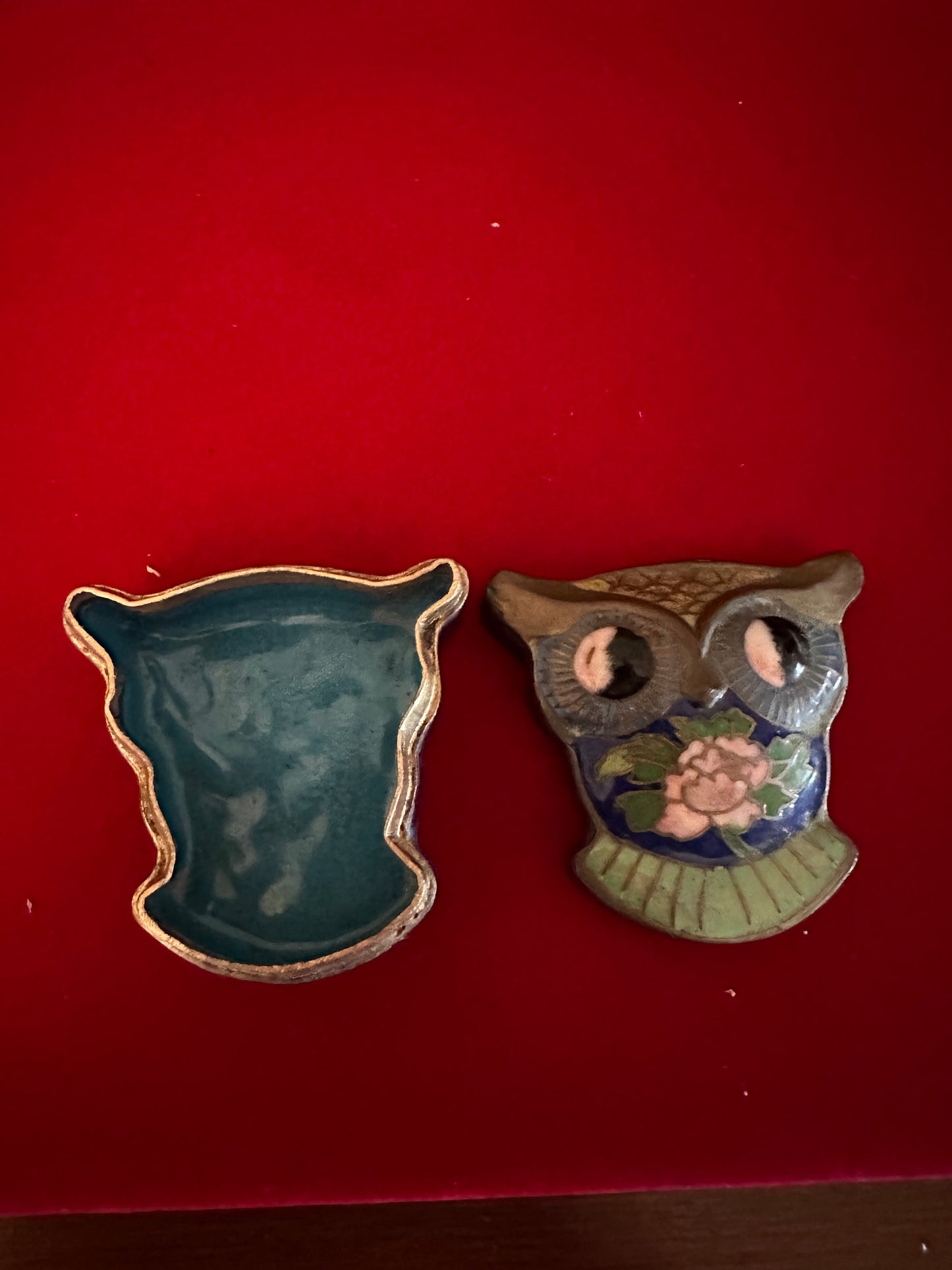 Vintage Cloisonné Enamel Owl Trinket Box: Brass Container