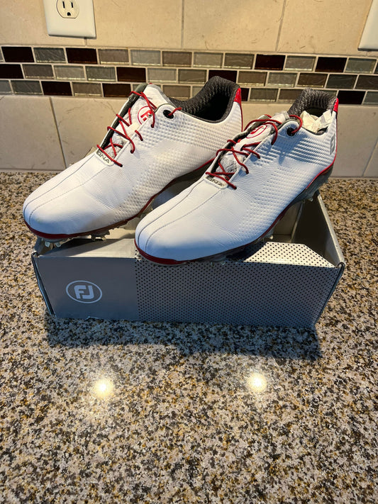 Footjoy DNA Mens Golf Shoes Size 14 Golfing Athletic Ware White/Fire Red In Original FJ bag & box as shown in like new condition