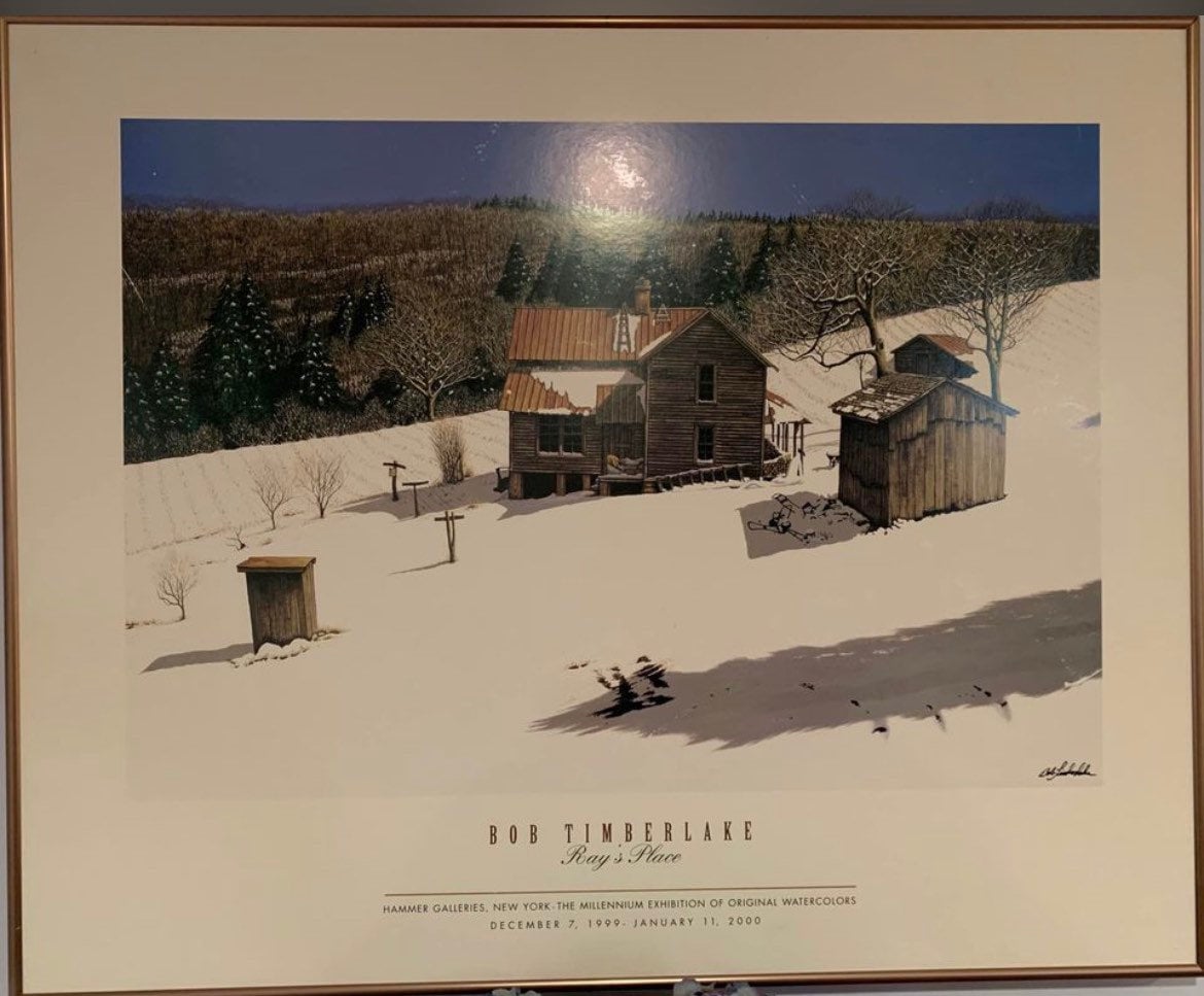 Vintage Bob Timberlake Print Ray’s Place Cabin Shed Outhouse