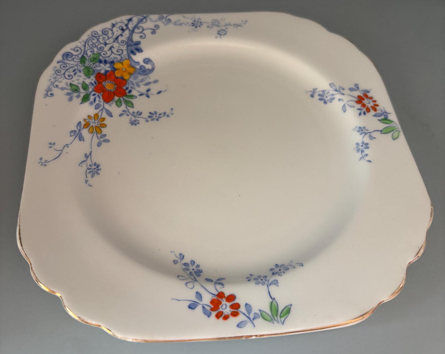 Vintage Heathcote China Square Plate Made in England Lover Antiques and Vintage