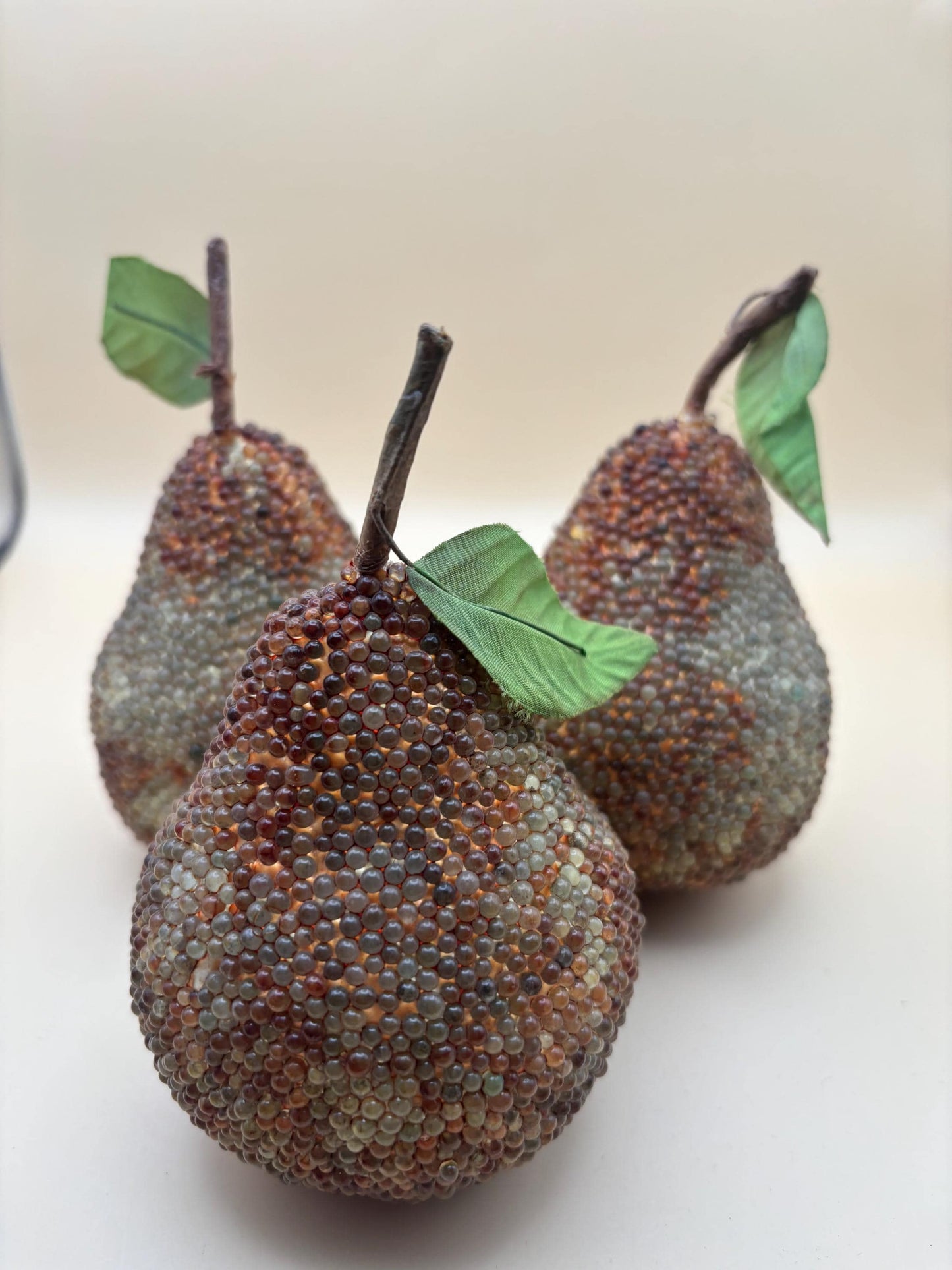 Vintage Set of 3 Beaded Pears Figurine Lover Antiques and Vintage