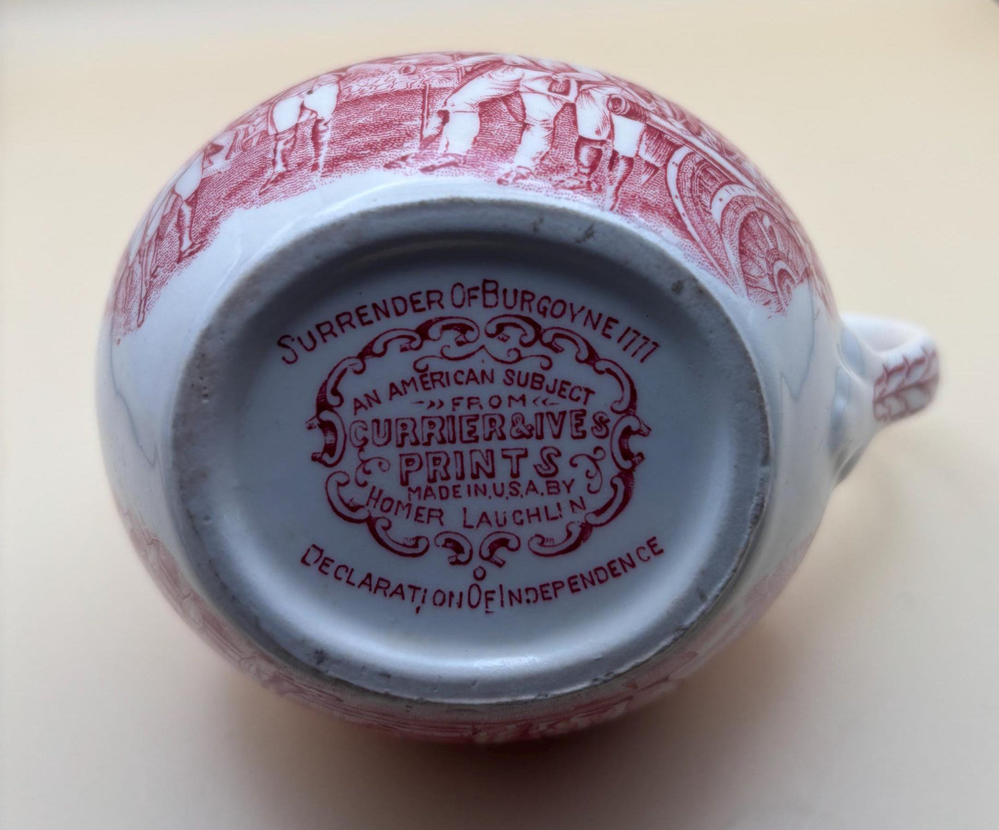 Vintage Currier & Ives Gravy Boat, Royal China Creamer Dish, Americana Collectible Antiques