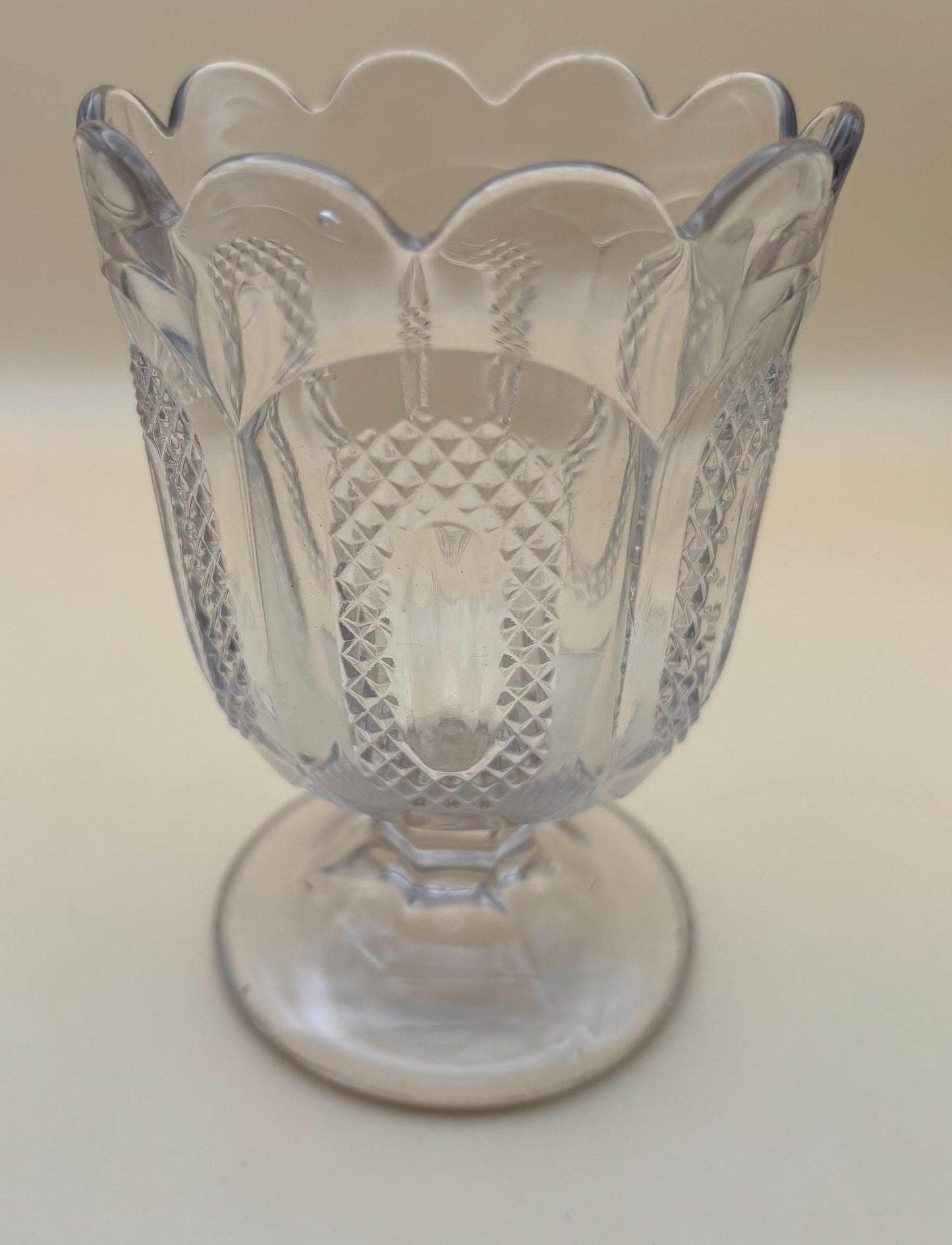 Antique Glass Footed Compote Glass Bowl EAPG Glass Footed Bowl Buckle Pattern Design Lover Antiques and Vintage