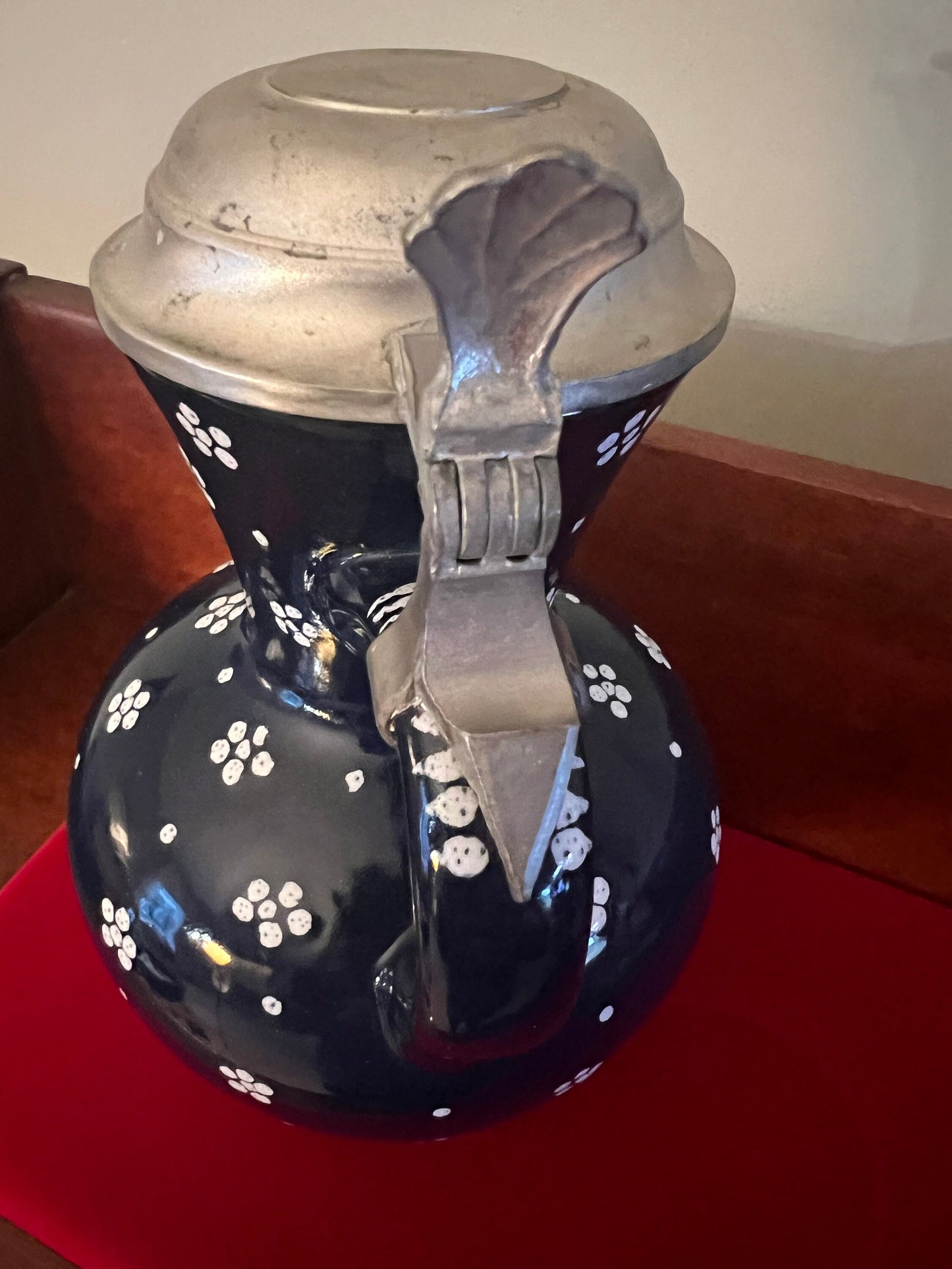 Vintage Gmundner Keramik Dirndl Blue Hand Painted Stein Coffee Tea Pot Rare German Pot Lover Antiques and Vintage