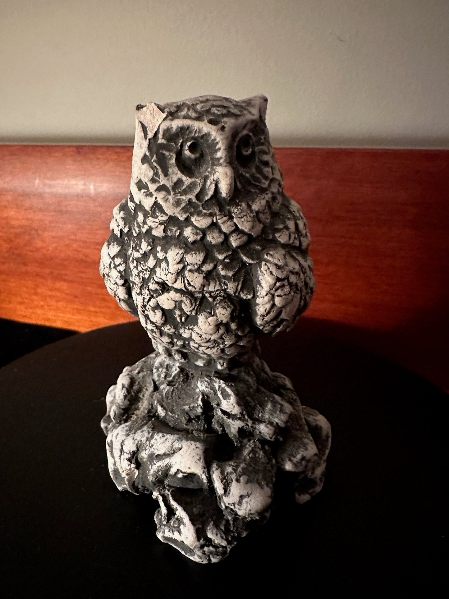 Mount St. Helen's Ash Owl Figurine: Signed Clay Collectible