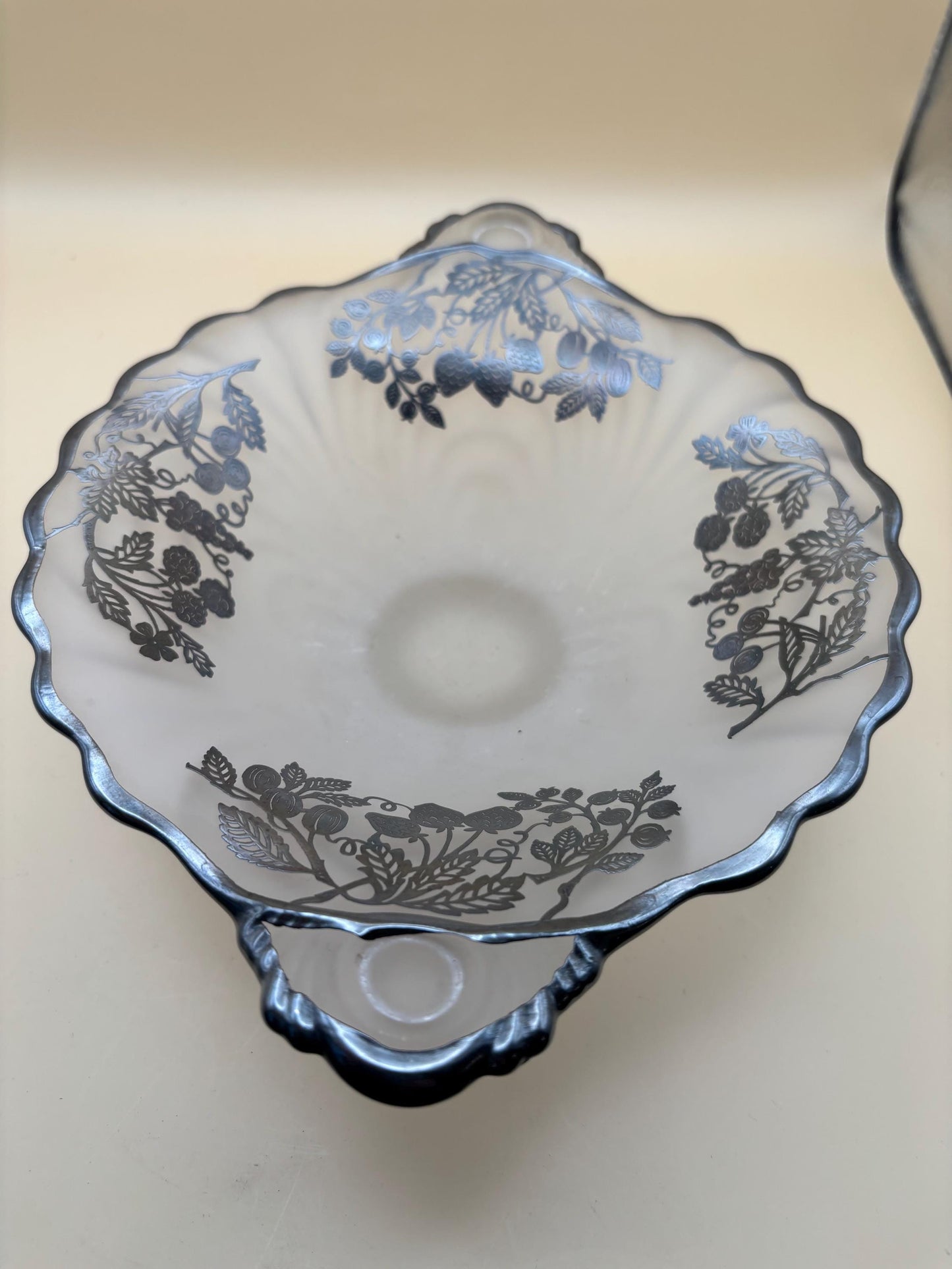 Vintage Silver on Crystal Large Serving Plate Platter Three Footed By Silver City Lover Antiques and Vintage