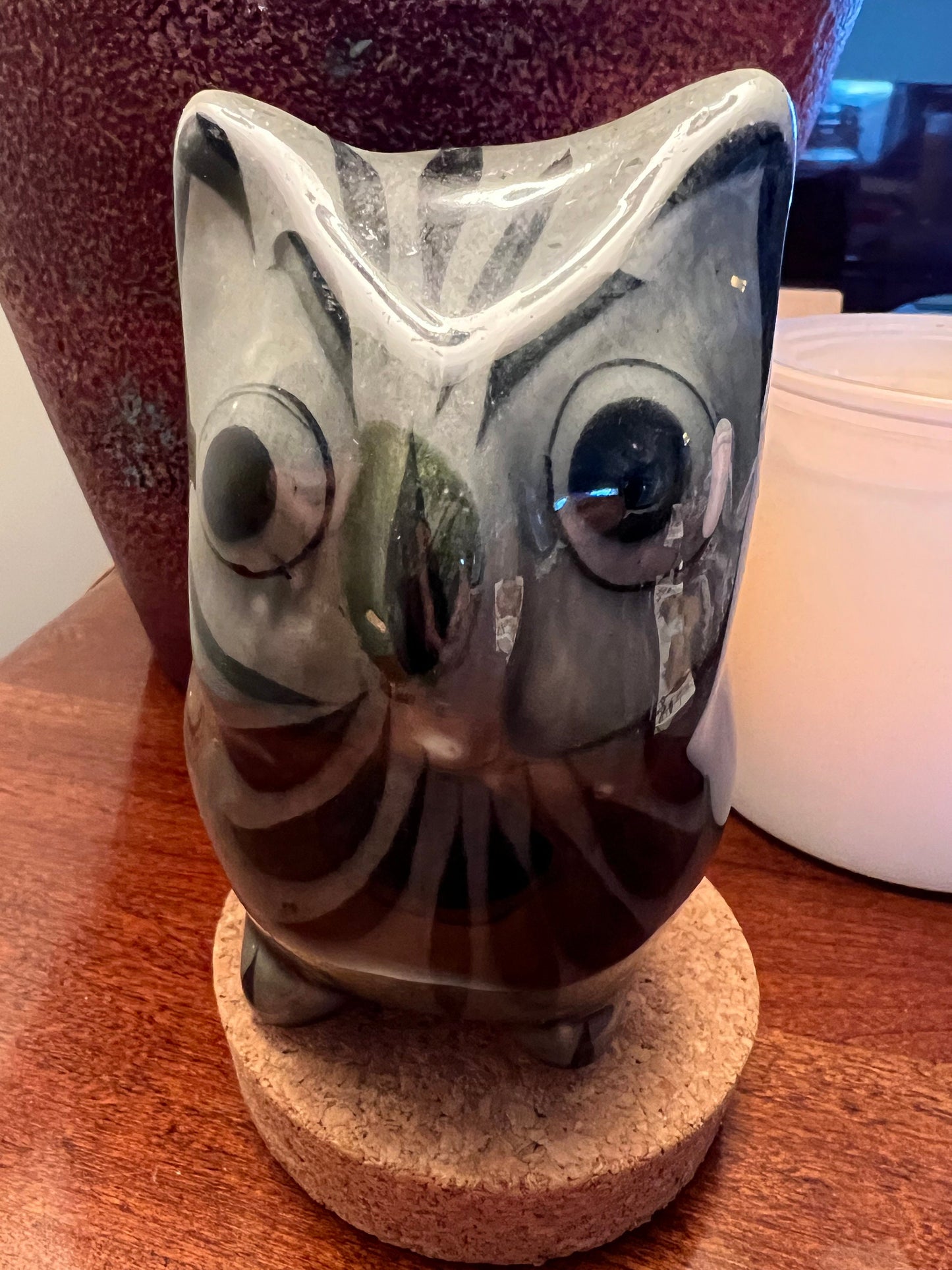 Vintage Tonala Pottery Owl - El Palomar Ken Edwards - Mexican Folk Art
