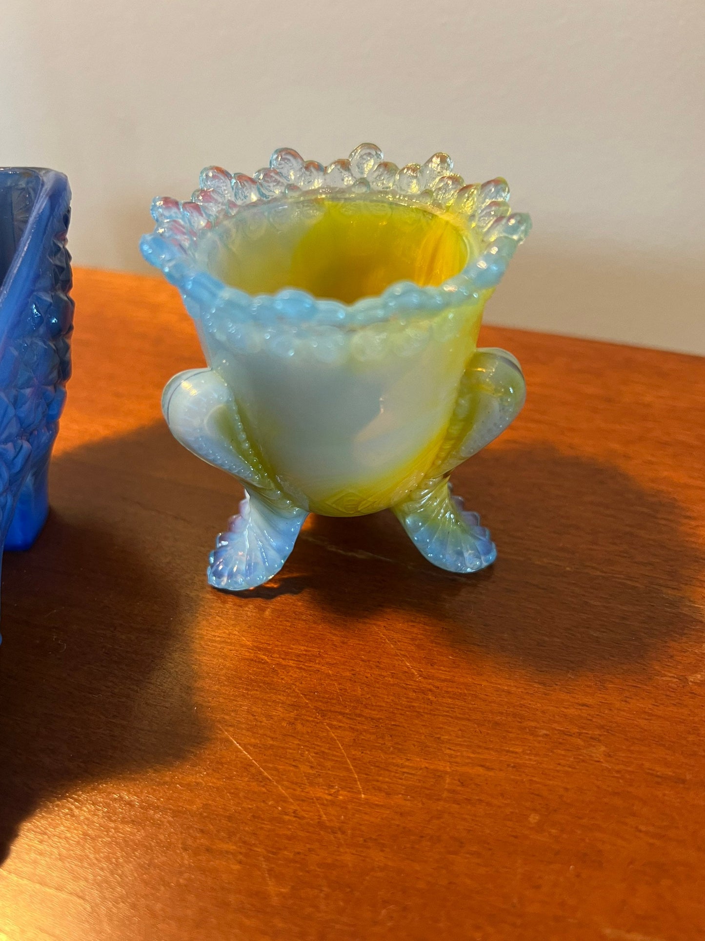 Vintage Boyd Art Glass Collection Glass Blue Shoe Purple Goblet Footed Glass Vase Lover Antiques and Vintage