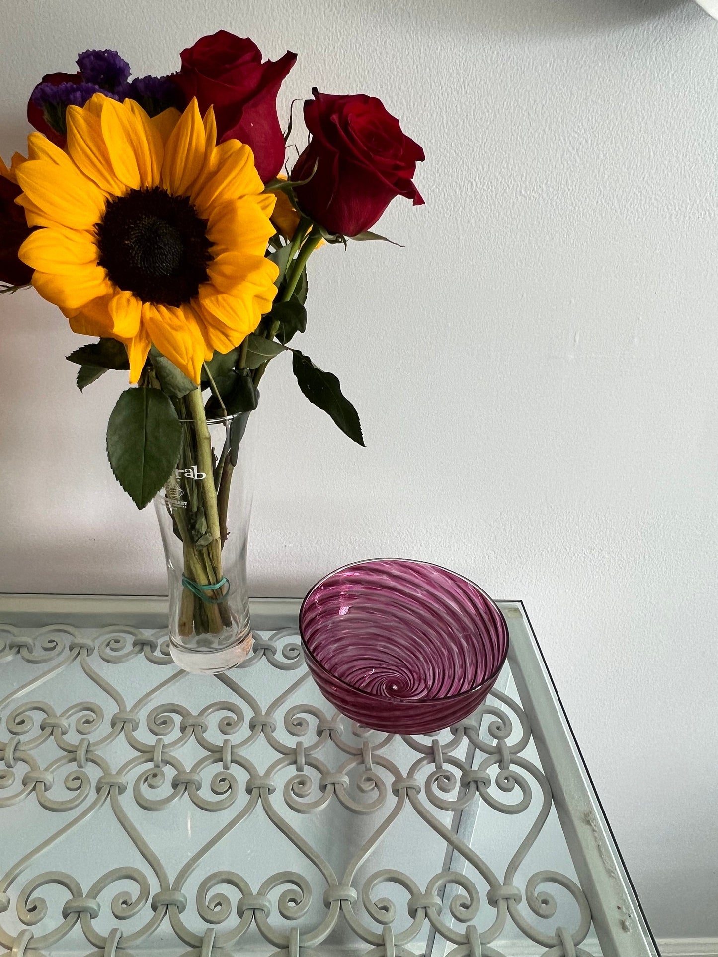 Vintage Cranberry Glass Bowl: Pink Swirl Art Glass, Circa 1960s