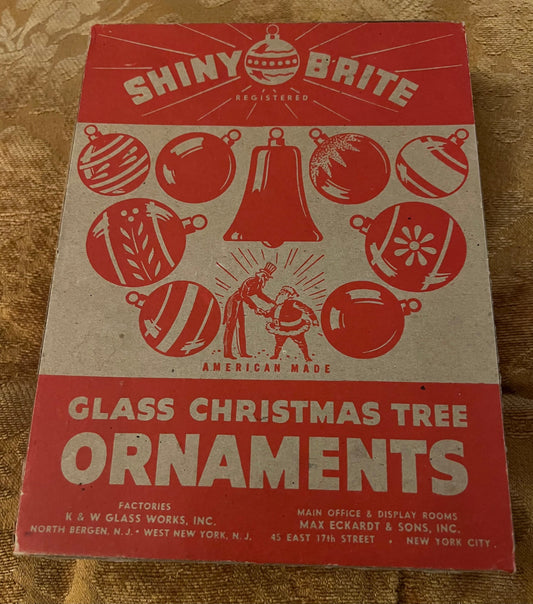 Vintage Shiny Brite Glass Ornaments - Set of 12 in Original Box