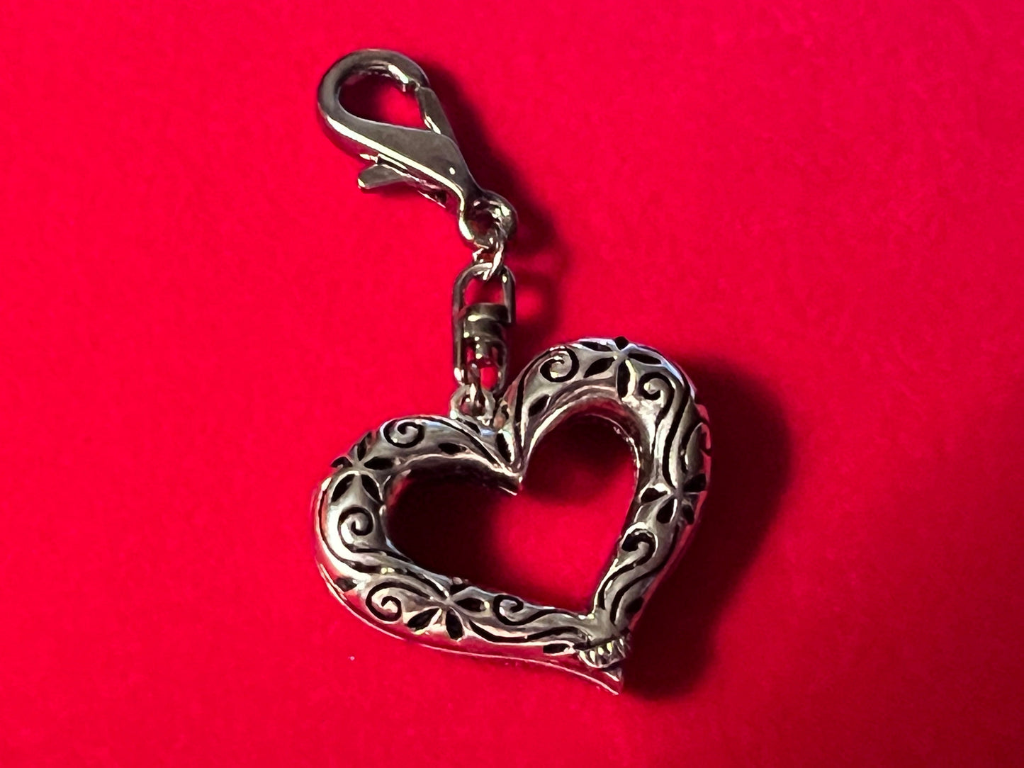 Vintage Silver Heart Pendant with Green Gems