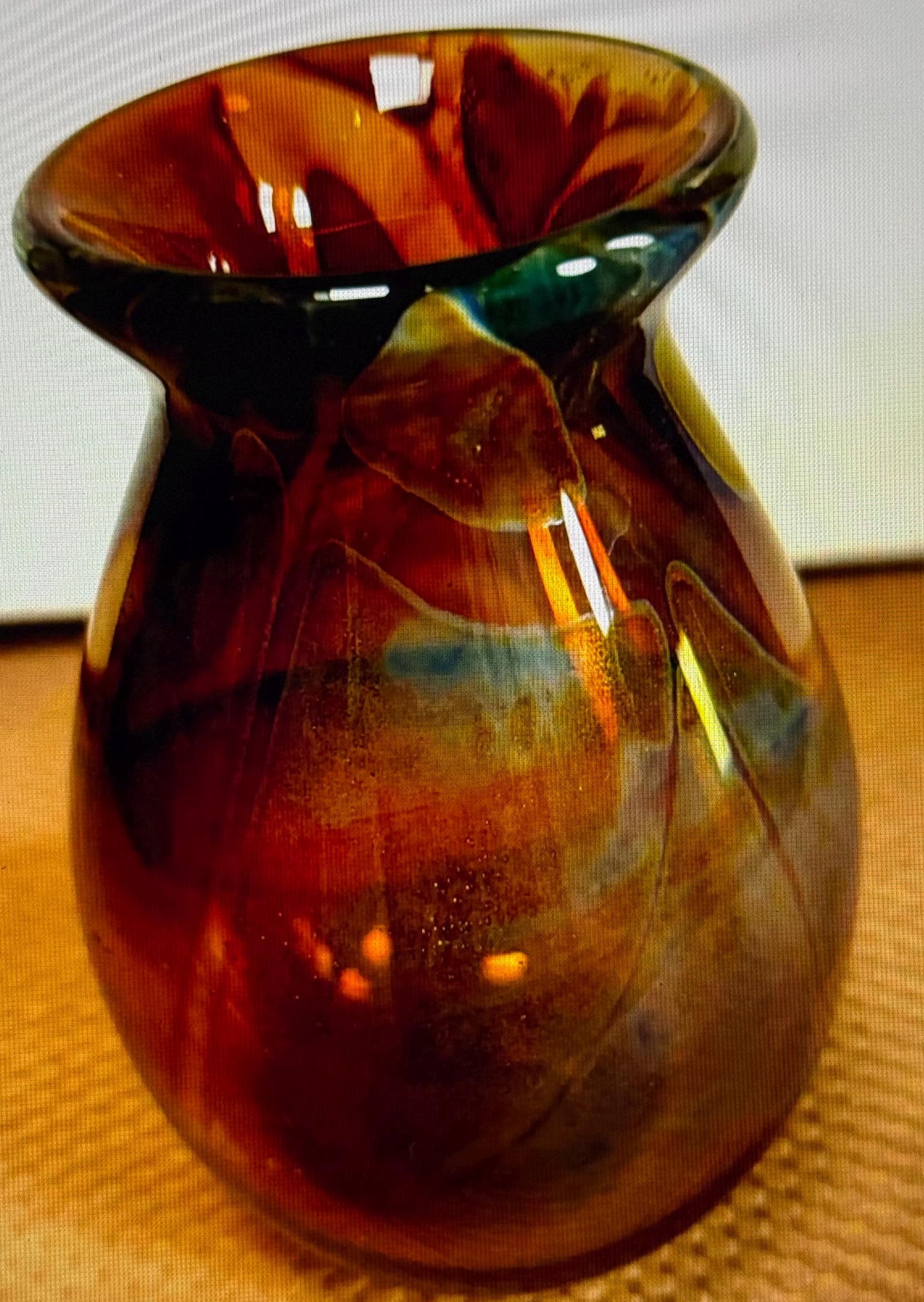 Vintage Hand Blown Vase: Signed D'Donnoa '76, Mountain Visions