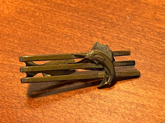 Vintage Hickok mens brass swordfish tie clip circa 1950’s mid century modern collectibles