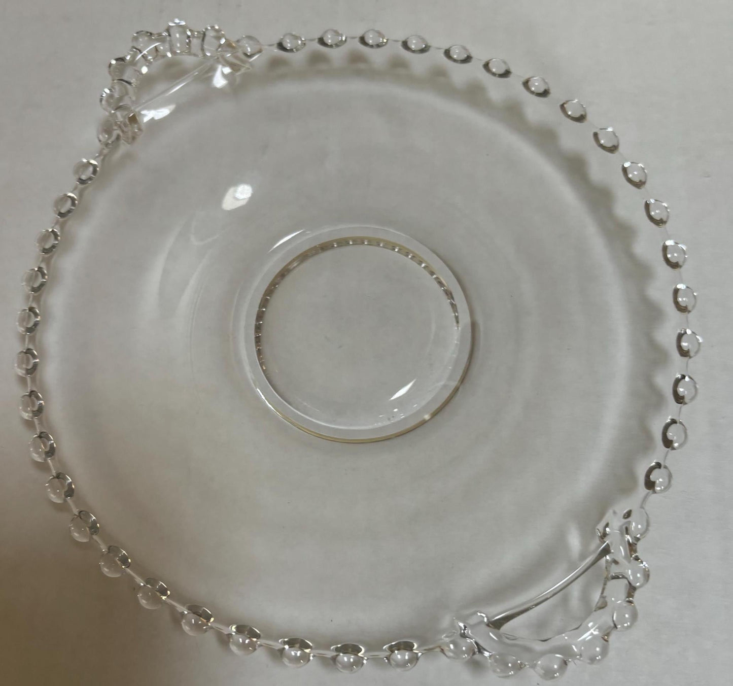 Antique Imperial Beaded Glass Candlewick Plate Platter Lover Antiques and Vintage
