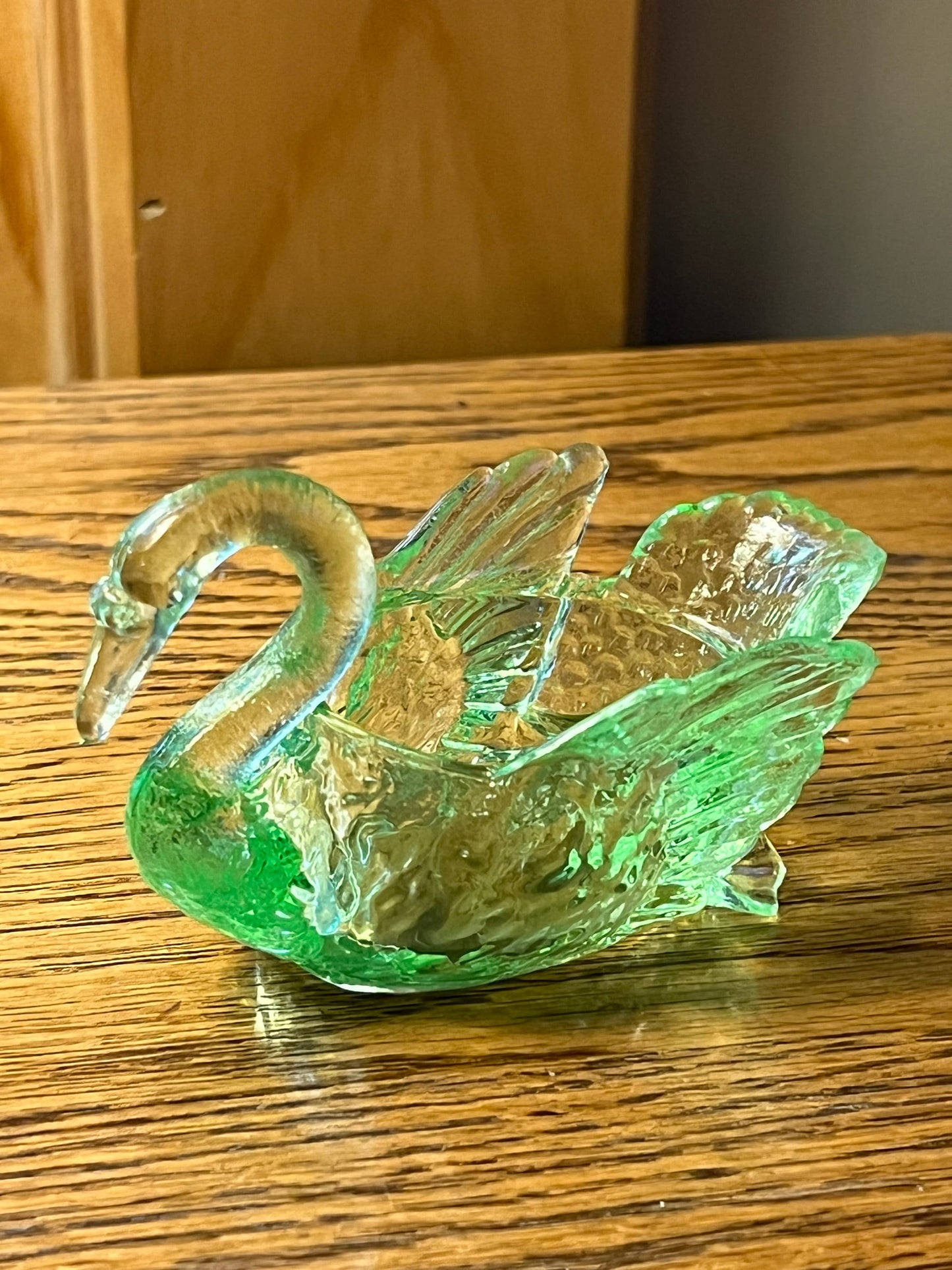 Vintage Uranium Glass Cambridge Glass Green Swan Glows Lover Antiques and Vintage
