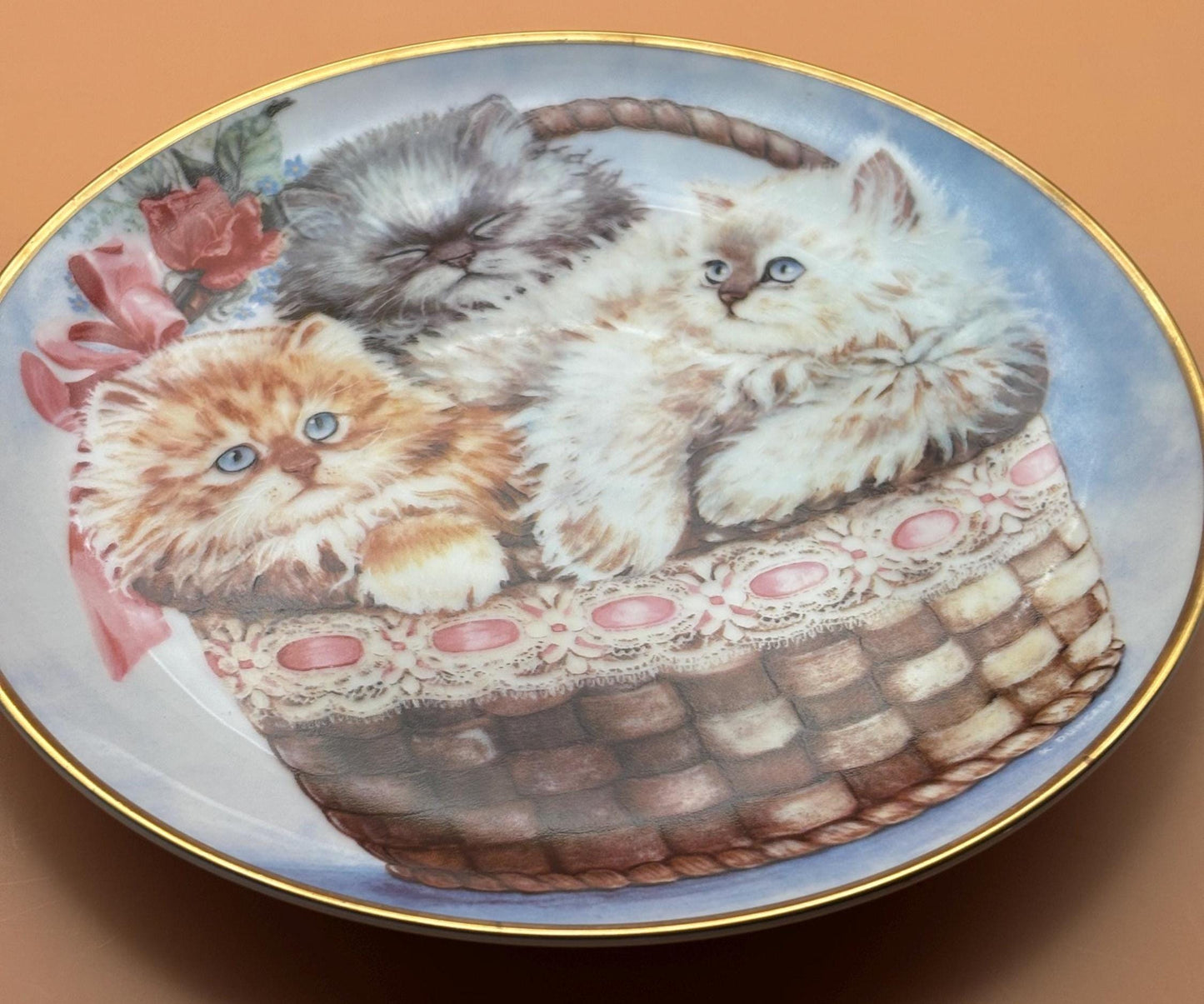 Franklin Mint Three Little Kittens Plate, Cat Collection #B1081, Lover Antiques and Vintage