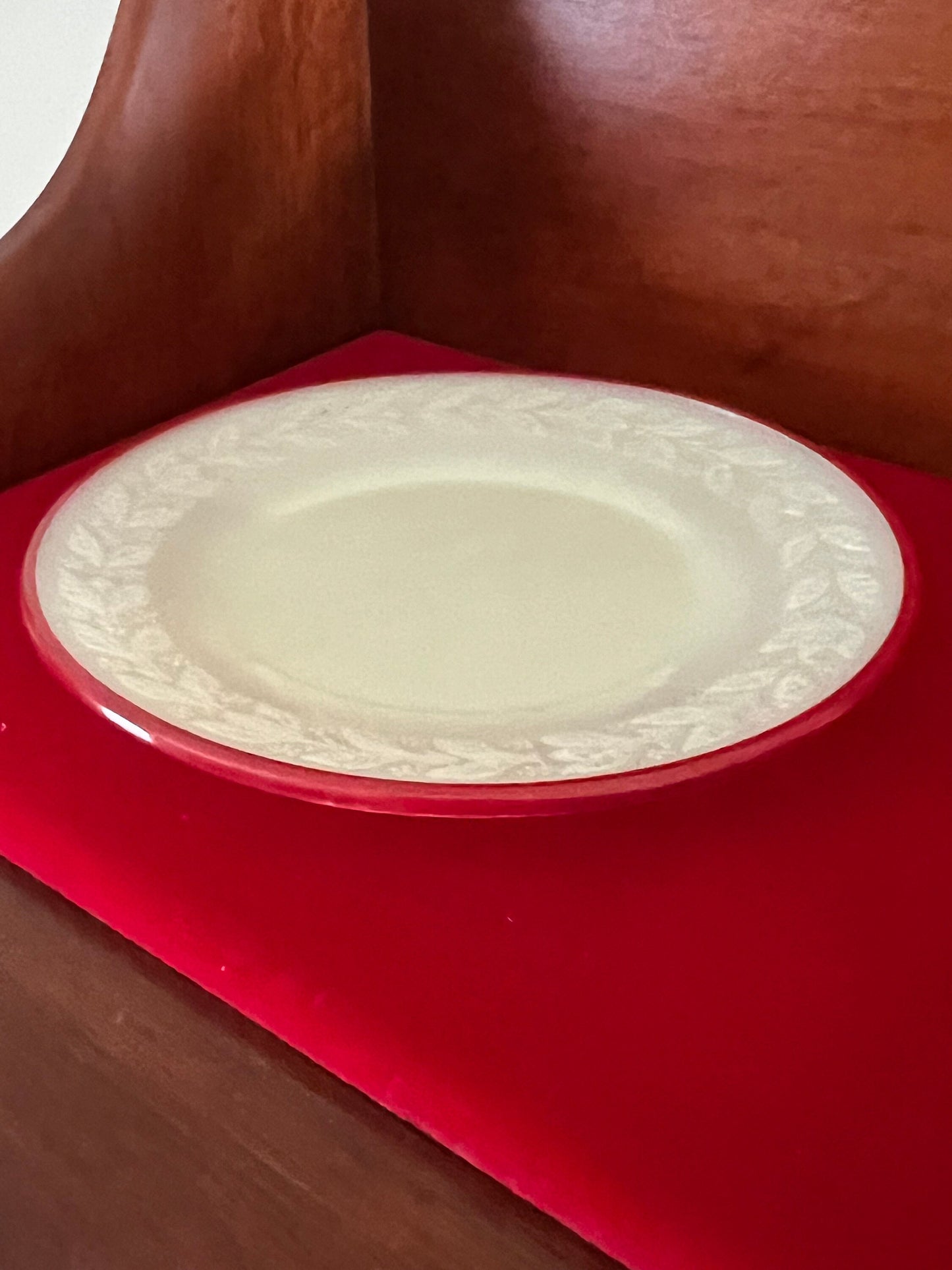 Vintage Uranium Glass Plate Saucer by McKee Glass Children’s Tea Set Laurel Red Trim Lover Antiques and Vintage
