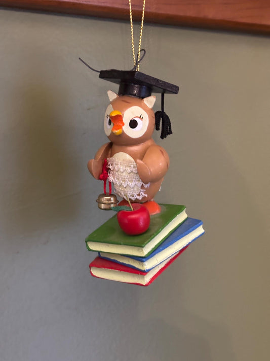 Kurt S. Adler Owl Ornament, Hand Carved Hand Painted Owl Figurine, Holiday Christmas Decor, Gift for Her