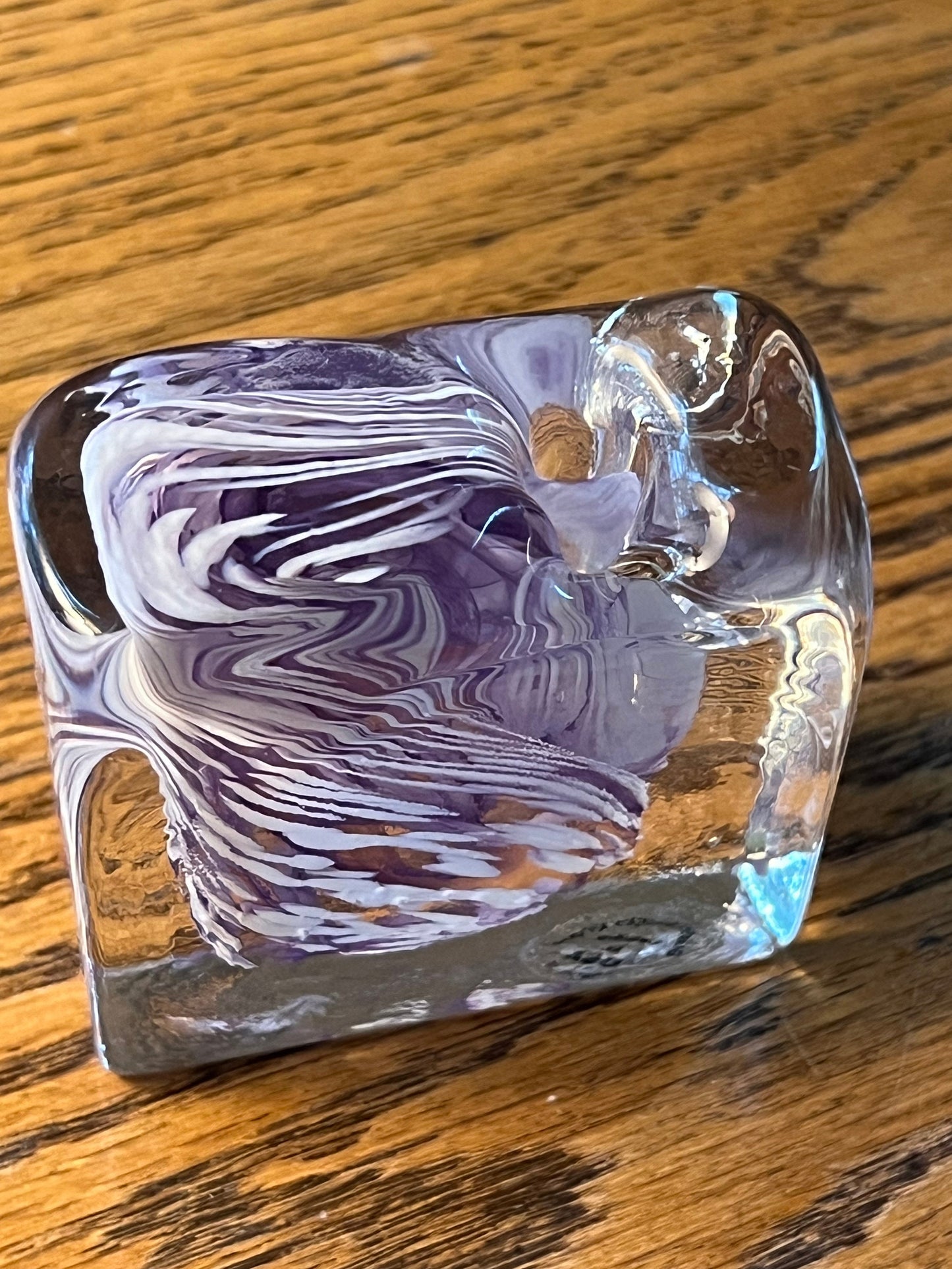 Vintage Purple & White Swirl Glass Pen Holder, Made in USA, Lover Antiques and Vintage