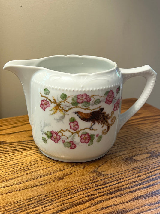 Vintage White Porcelain Peacock and Berries Pitcher Made in Germany Lover Antiques and Vintage