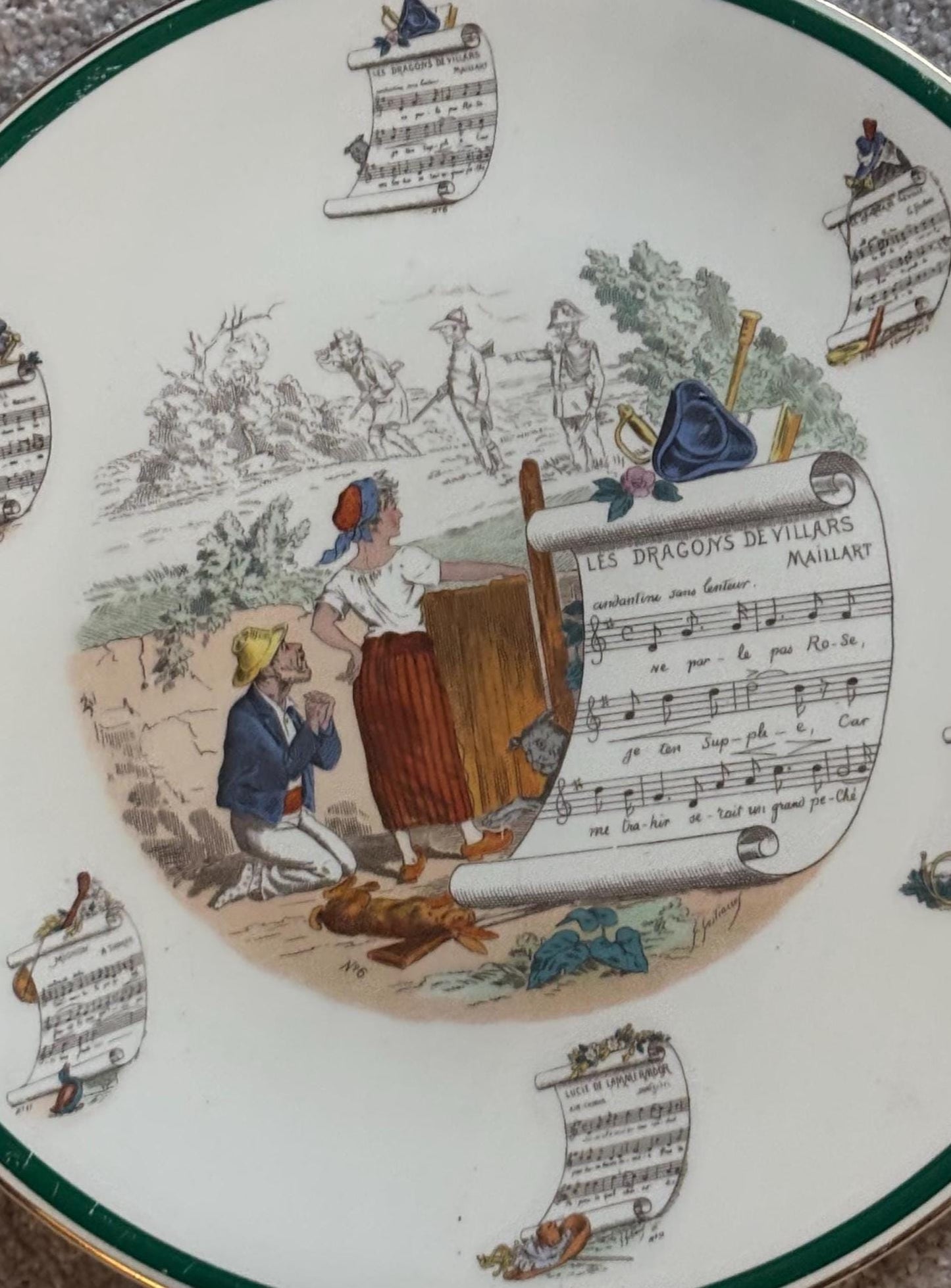 Antique Peasant Village Parry Vieille Very Large Rare French Opera Platter Signed PV Lover Antiques and Vintage