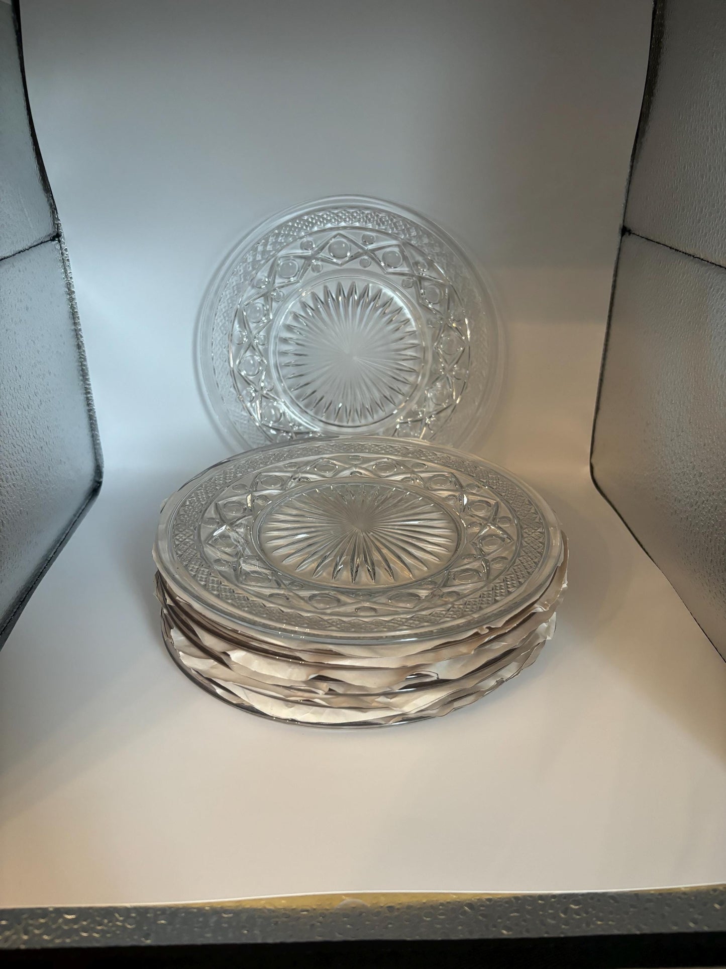 Vintage Starburst Glass Plate Crystal Clear Fancy Plates Lover Antiques and Vintage