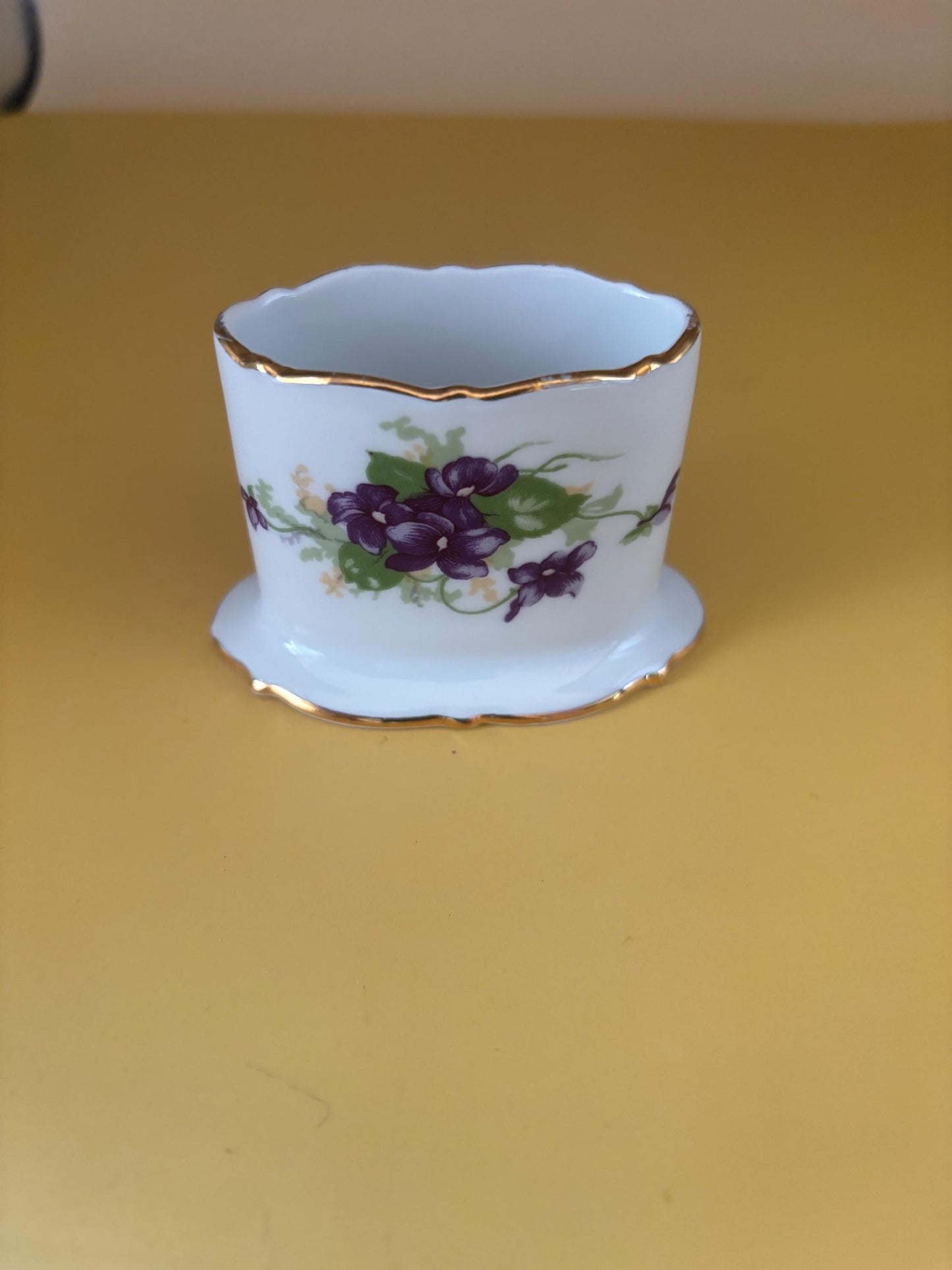 Antique Royal Bayreuth of Germany Porcelain Toothpick Holder Hand Painted Violets Pattern Fine Bavarian China Lover Antiques and Vintage
