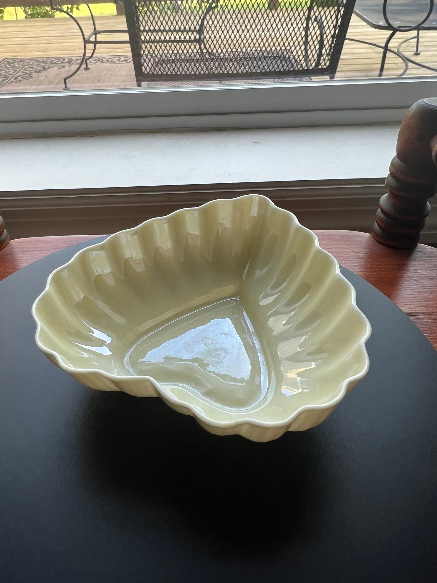 Vintage Belleek Ireland Heart Dish: Scalloped Porcelain Bowl