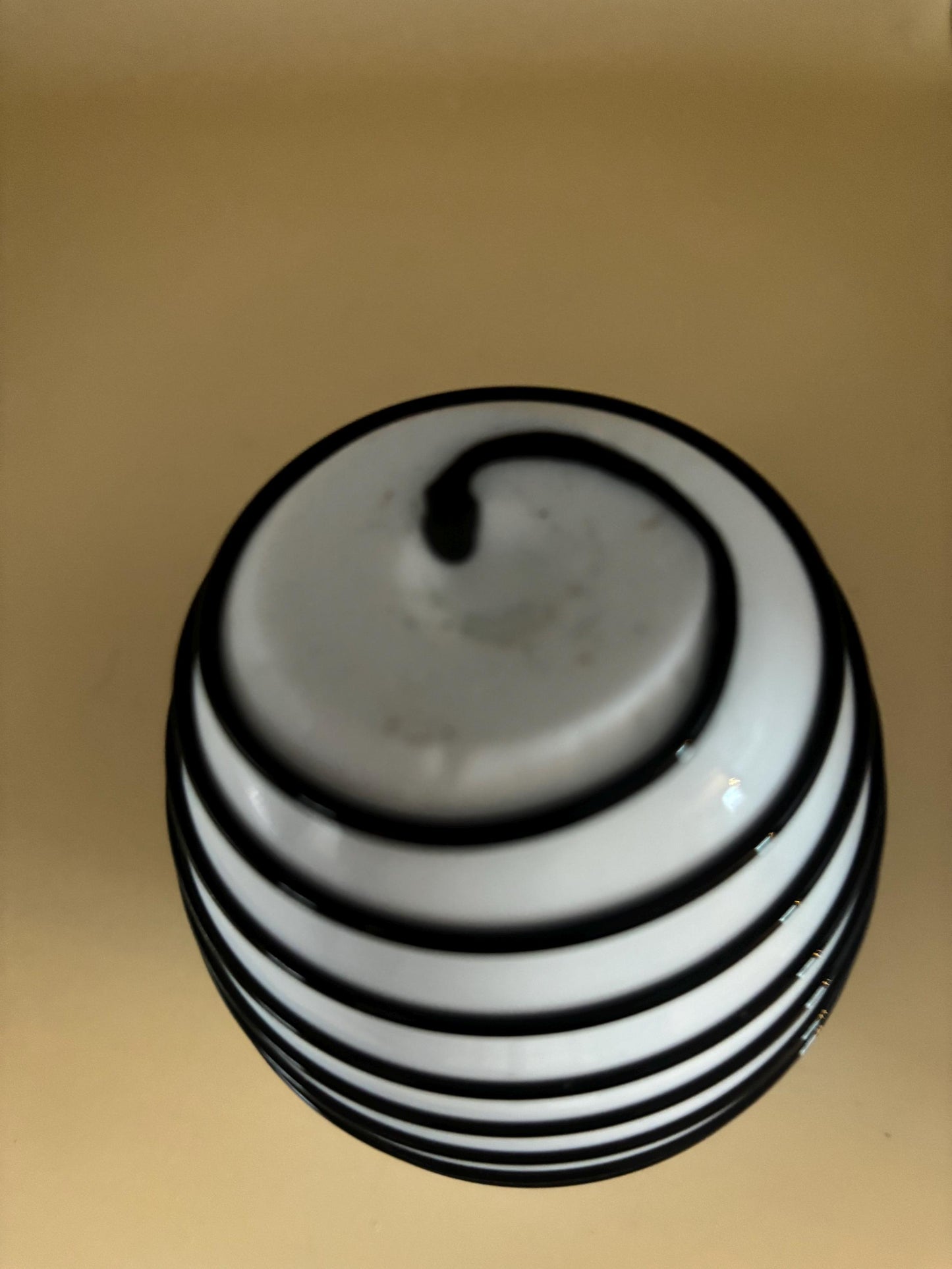 Vintage White Cased Glass with Black Applied Swirl Egg Shaped Paperweight Encased Glass Art Lover Antiques and Vintage