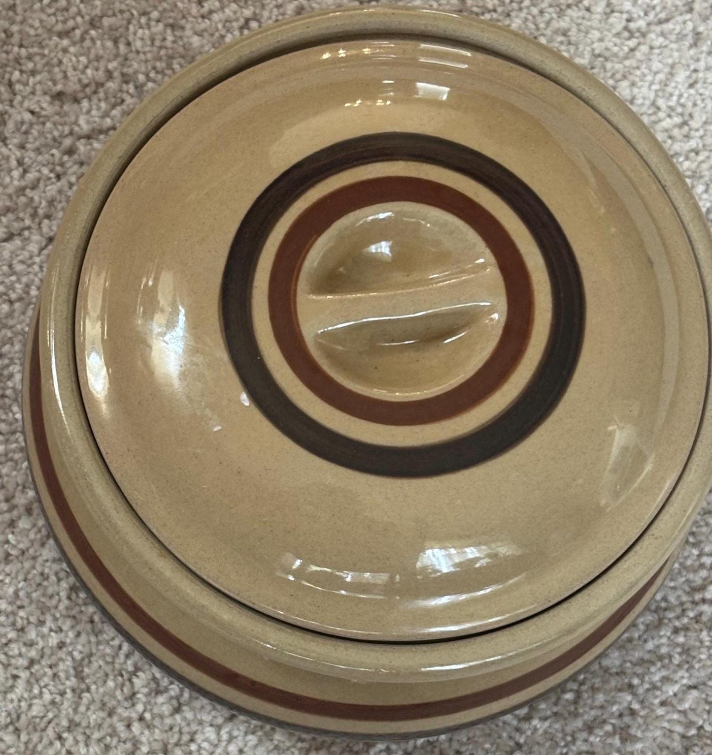 Vintage Lipton Soup Hamstone Pottery Round Crock Casserole Dish Lover Antiques and Vintage