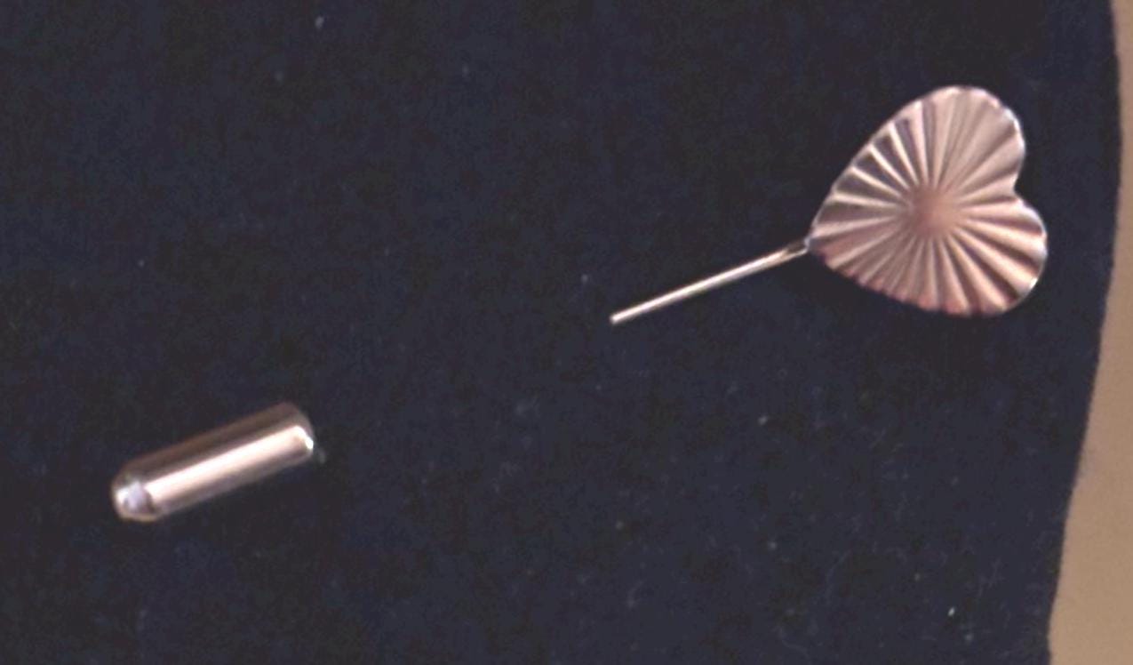 Copper Heart Lapel Pin, Metal Starburst Stick Pin