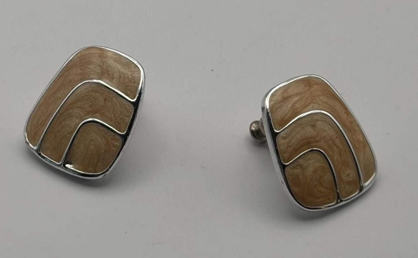 Vintage Mustard Silver Enamel Earrings Lover Antiques and Vintage