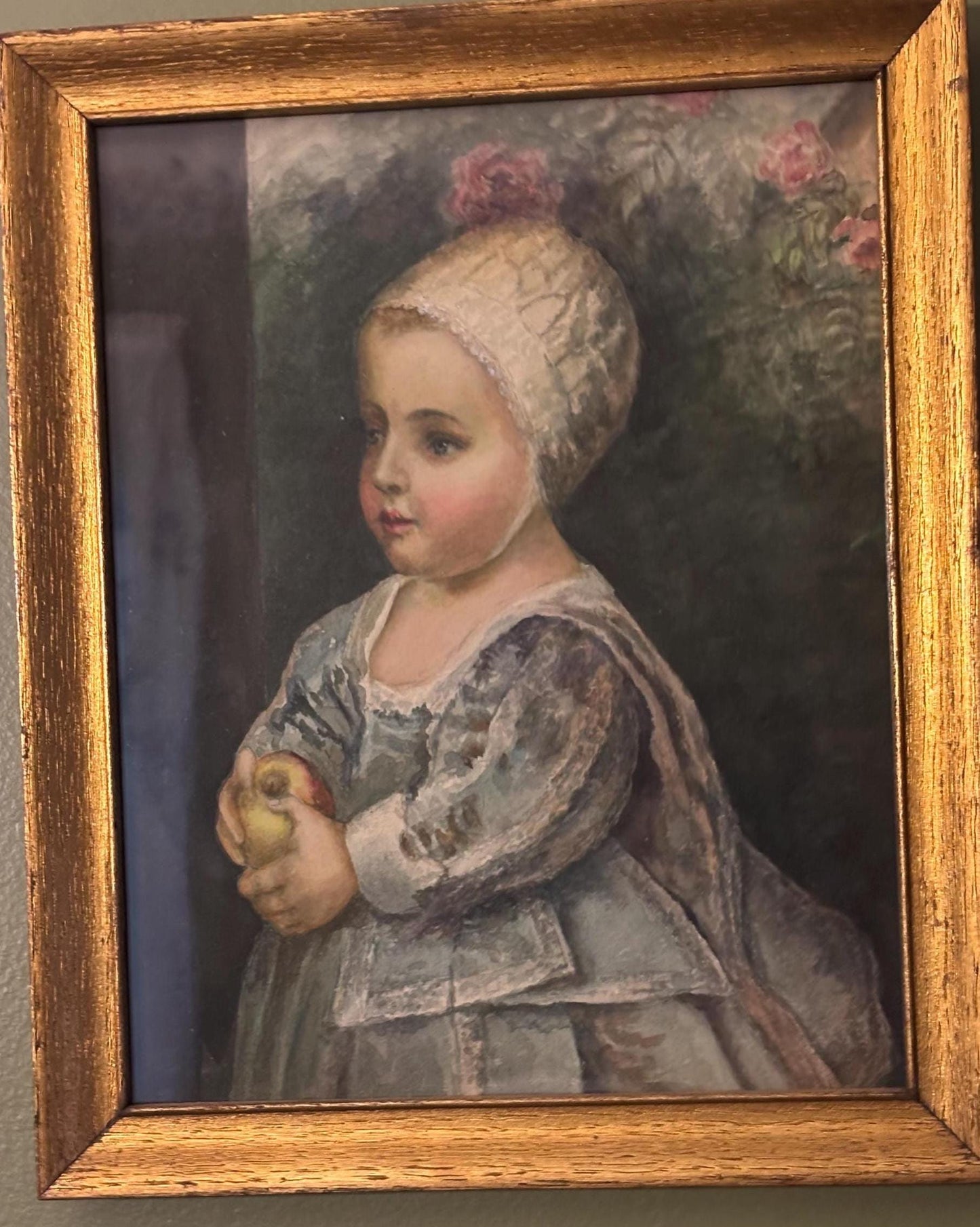 Vintage Baby Stuart Van Dyck Picture with Gold Beautiful Frame Lover Antiques and Vintage