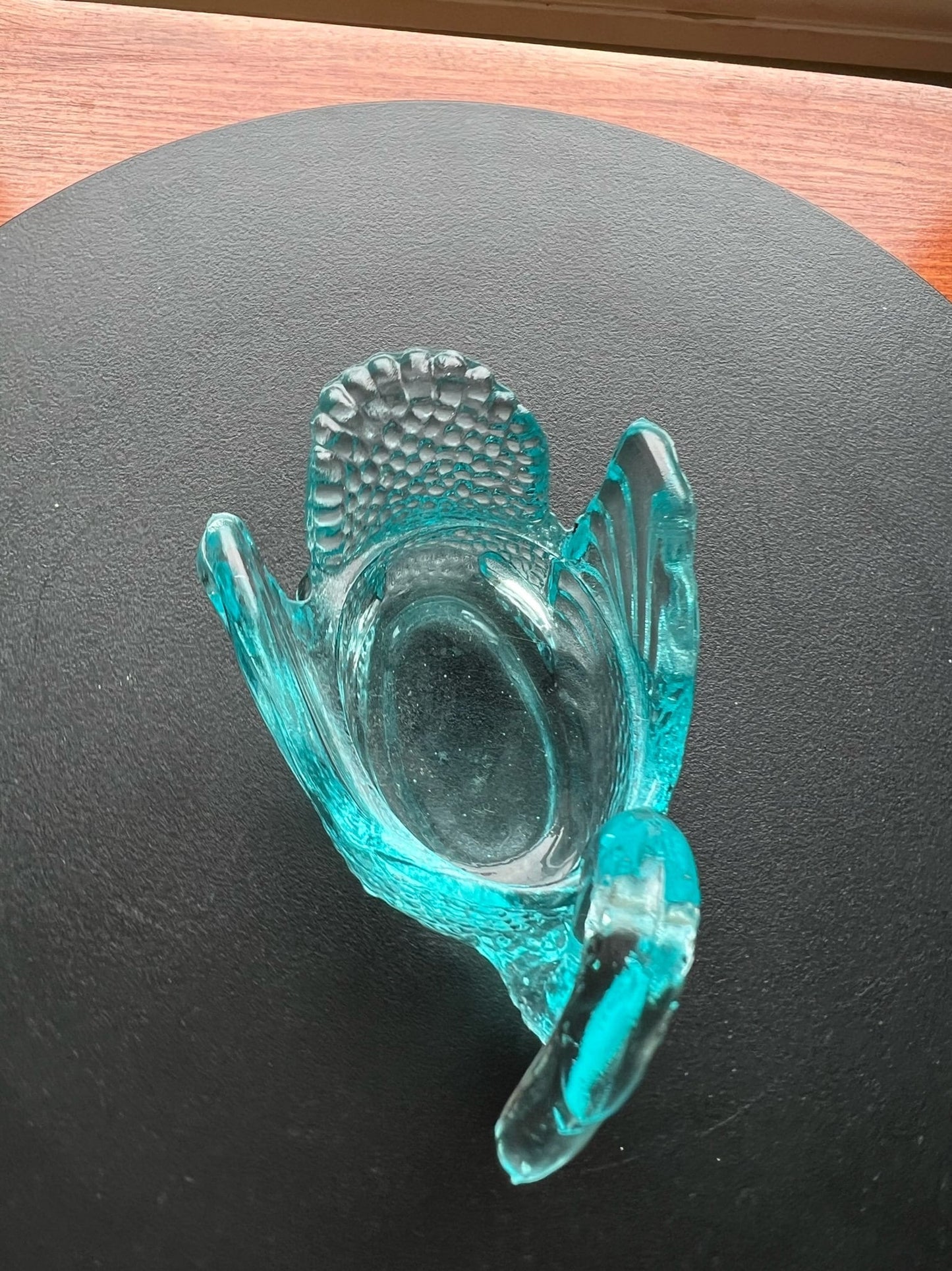 Vintage Blue Degenhart Glass Swan Salt Cellar Dish
