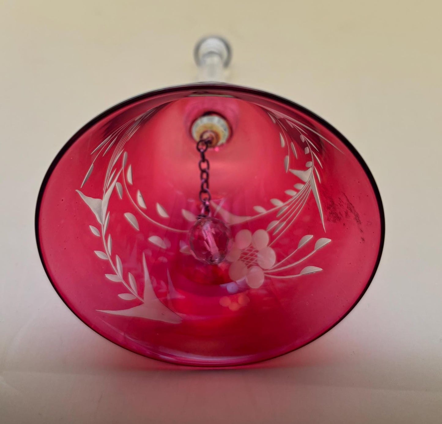 Vintage Cranberry Crystal Glass Bell Pink Glass Art Lover Antiques and Vintage