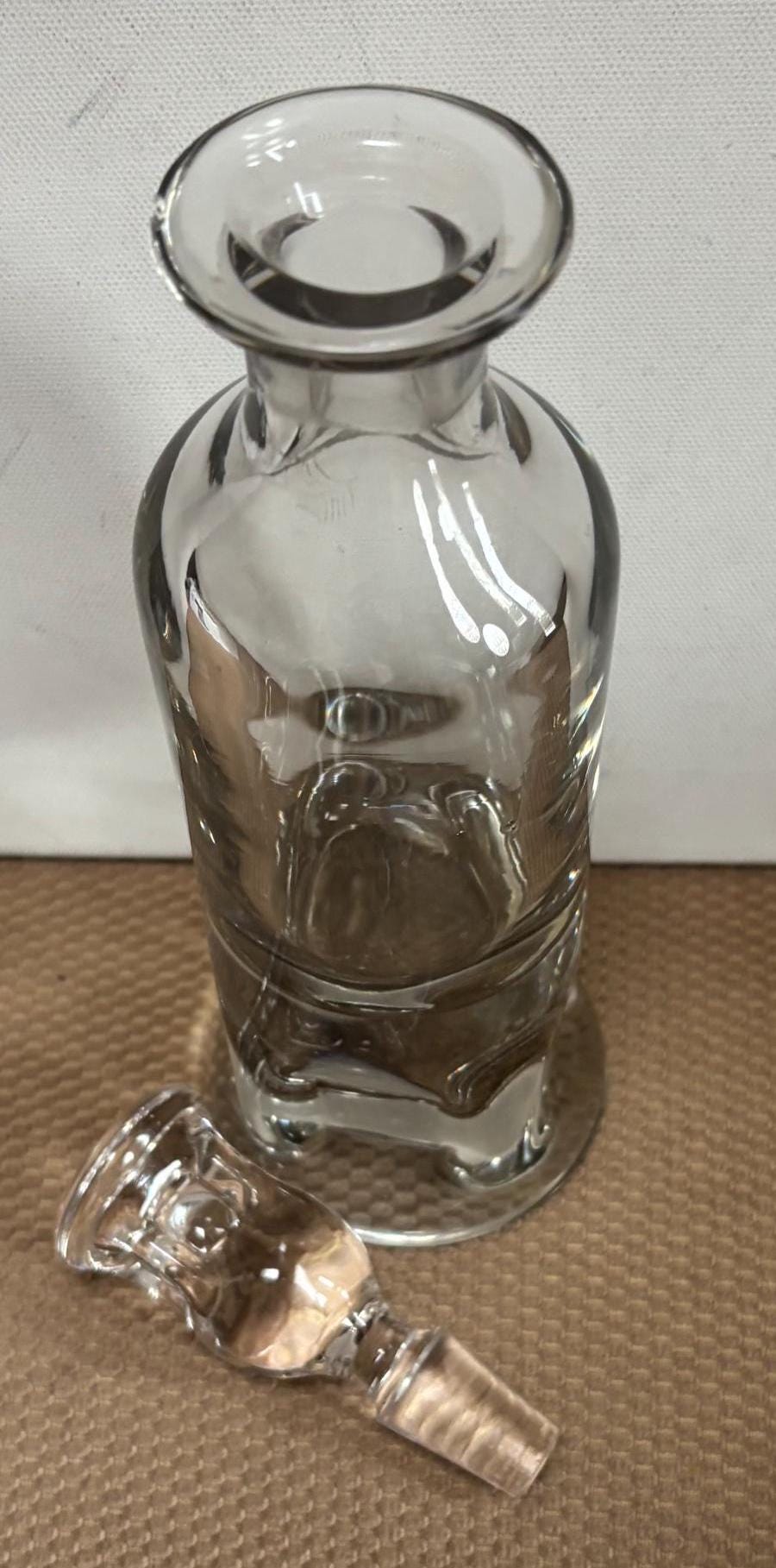 Vintage Crystal Glass Decanter with Stopper: Tall Wine Bottle