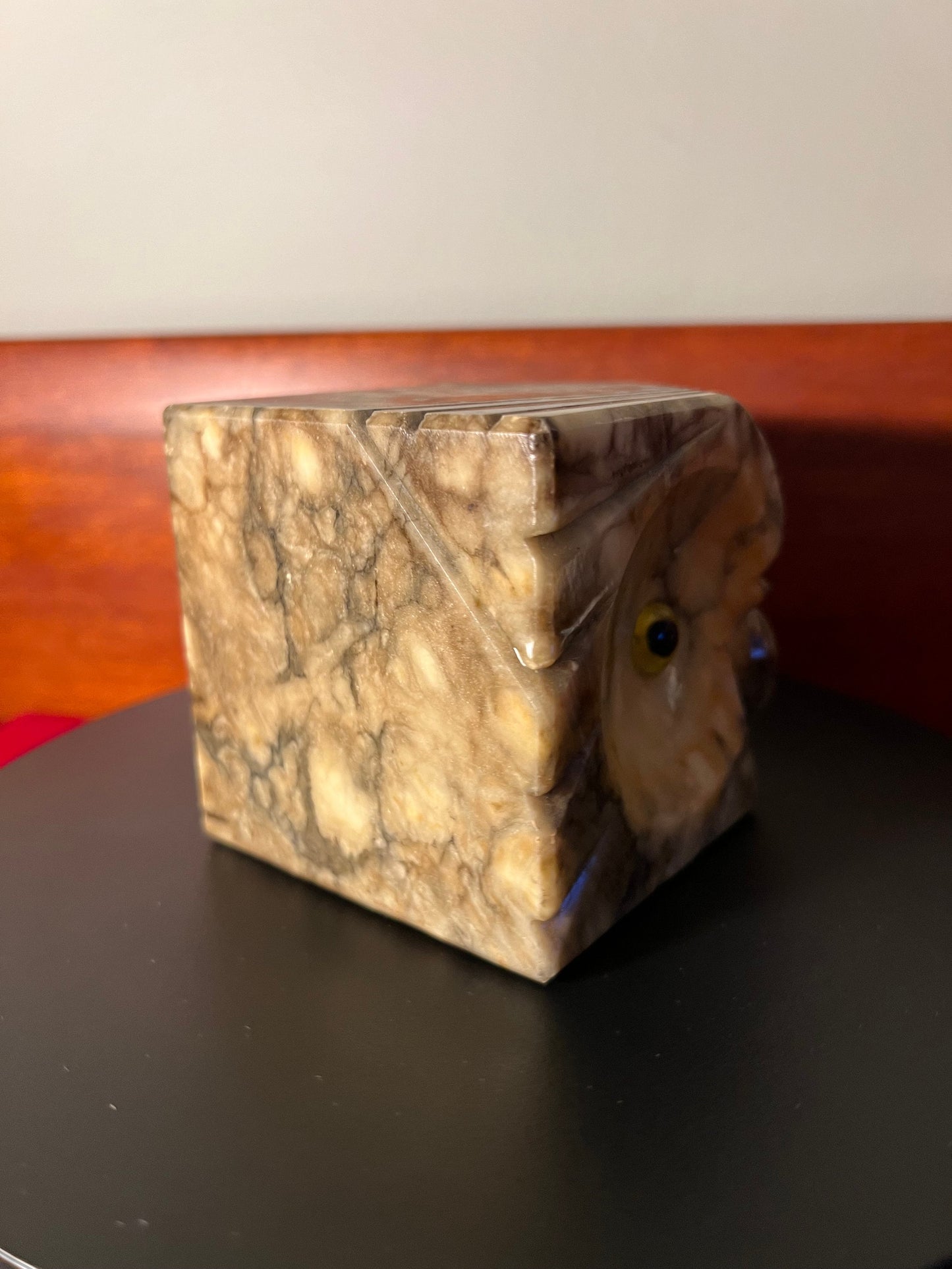 Vintage Alabaster Stone Owl Figure, Made in Italy