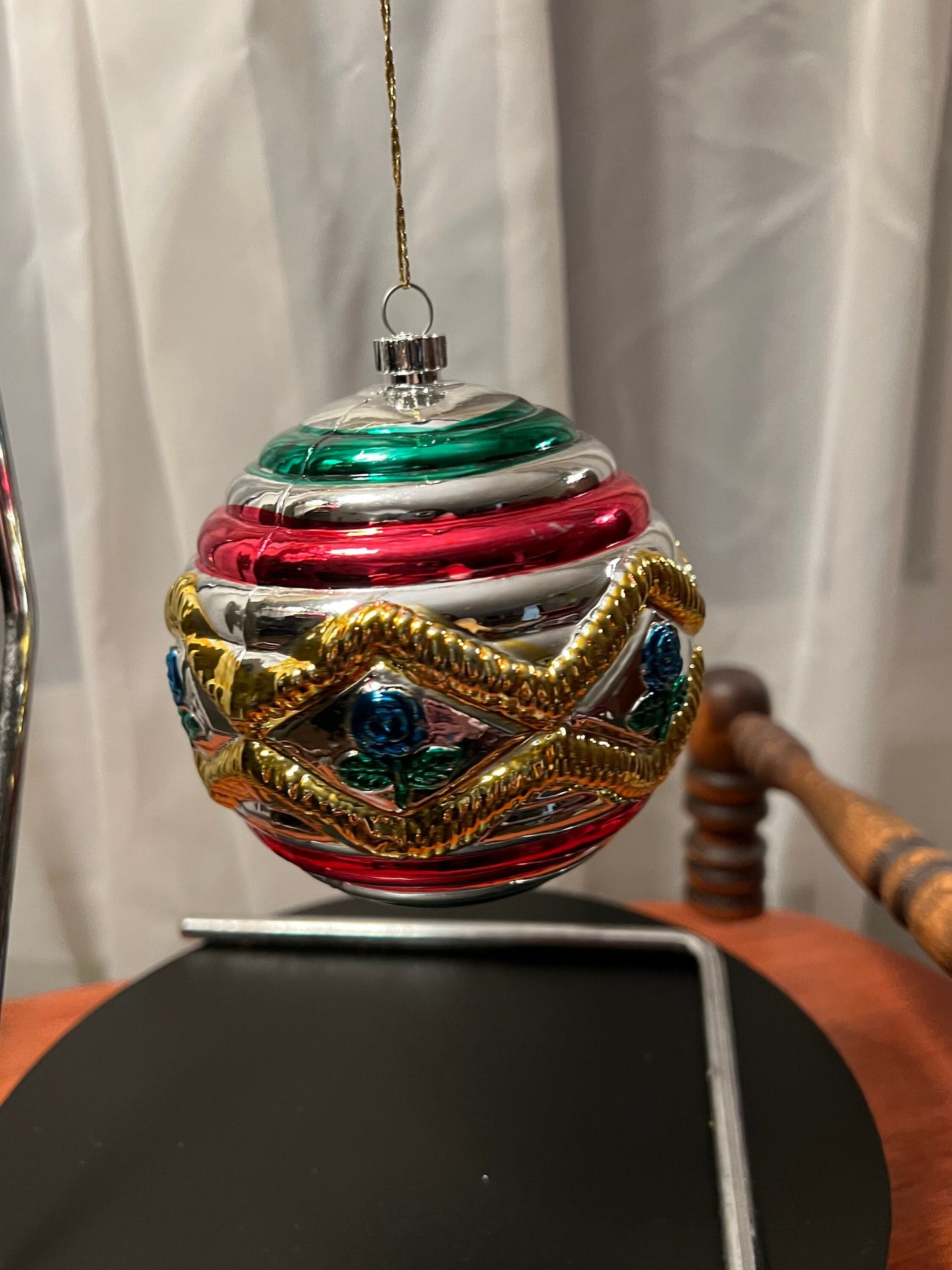 Vintage Large Glass Christmas Holiday Ornaments ornament red glass art round Lover Antiques and Vint