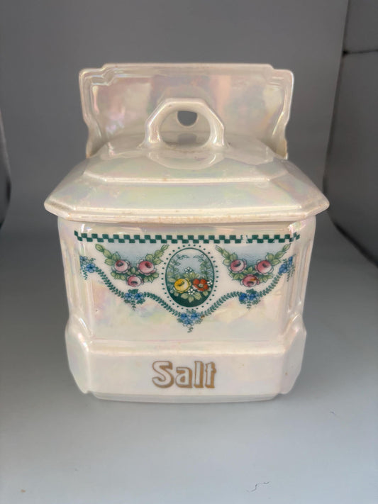 Mepoco Germany Lusterware Salt Box, Lover Antiques and Vintage