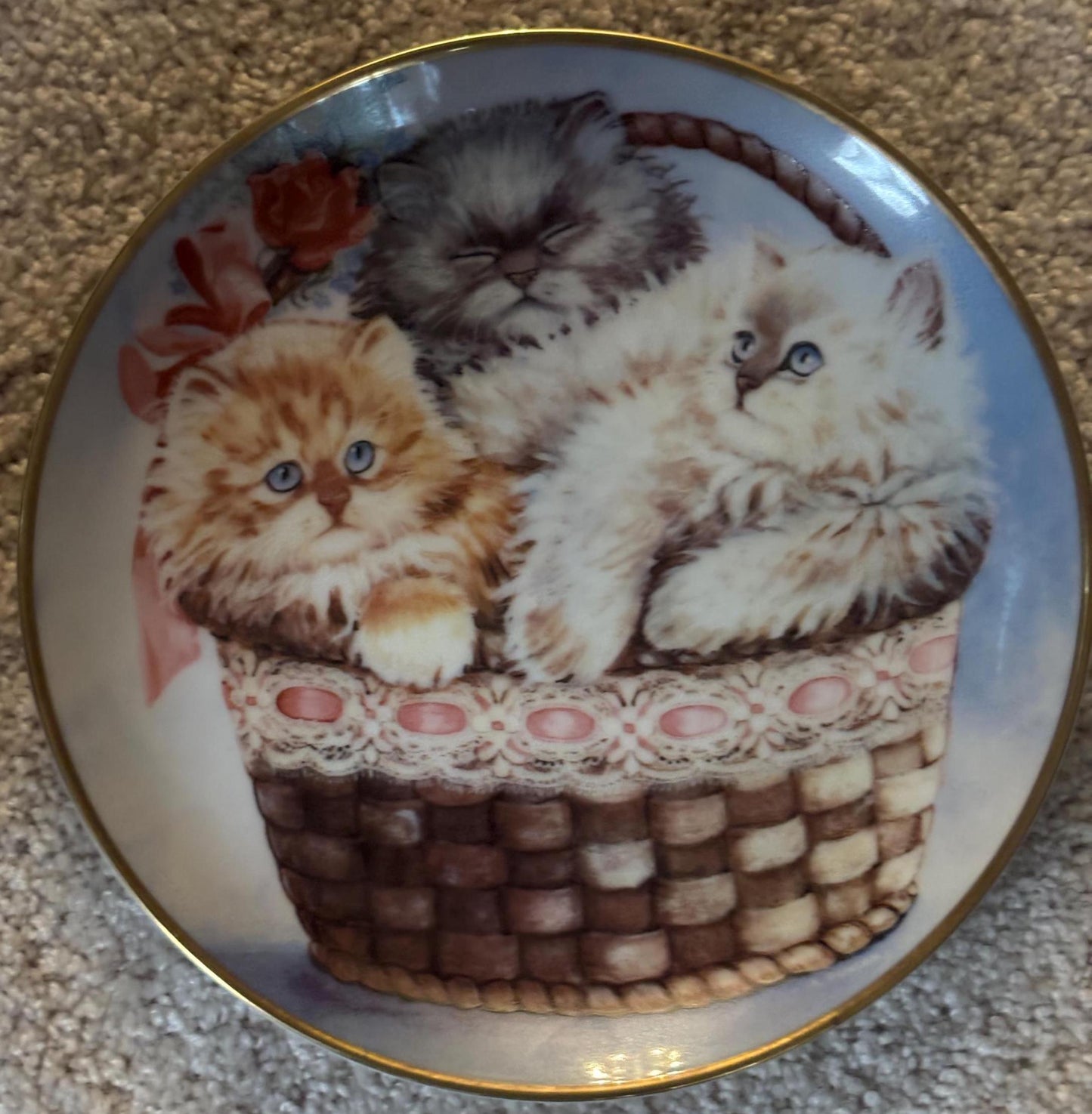 Franklin Mint Three Little Kittens Plate, Cat Collection #B1081, Lover Antiques and Vintage