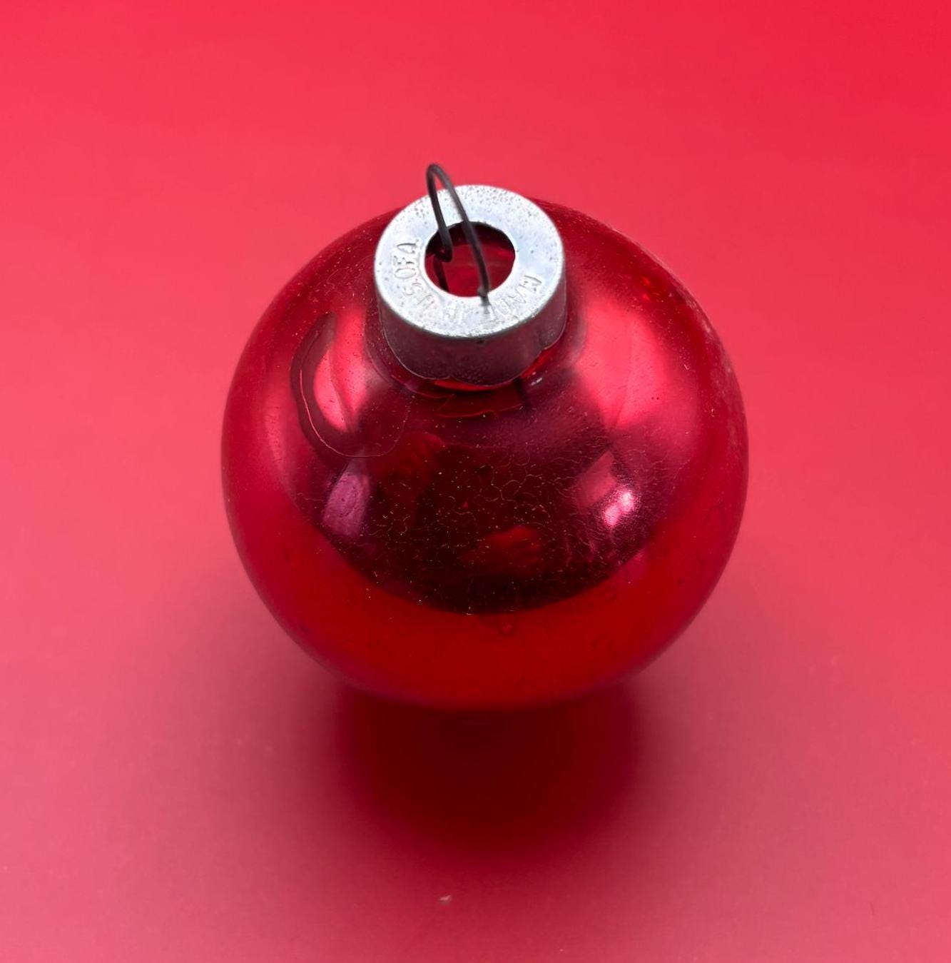 Vintage Red Shiny Brite Striped Ball Ornament Circle Circa 1940’s Lover Antiques and Vintage
