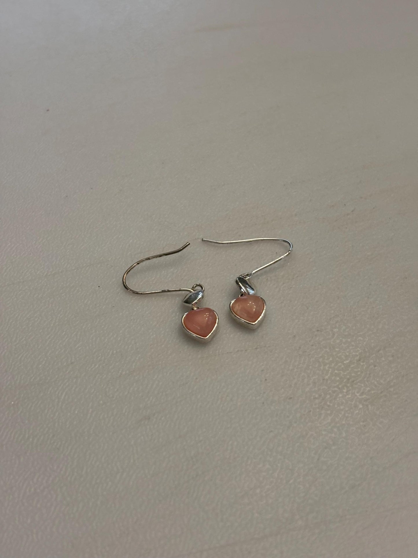 Vintage Pink Heart Mother of Pearl & Sterling Silver Earrings Lover Antiques and Vintage